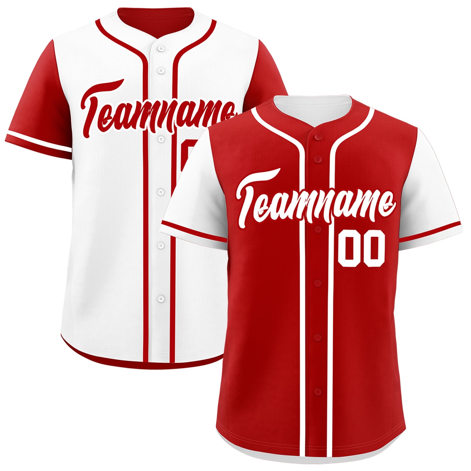 Custom White Red Reversible Raglan Sleeves Baseball Jersey| KXKSHOP