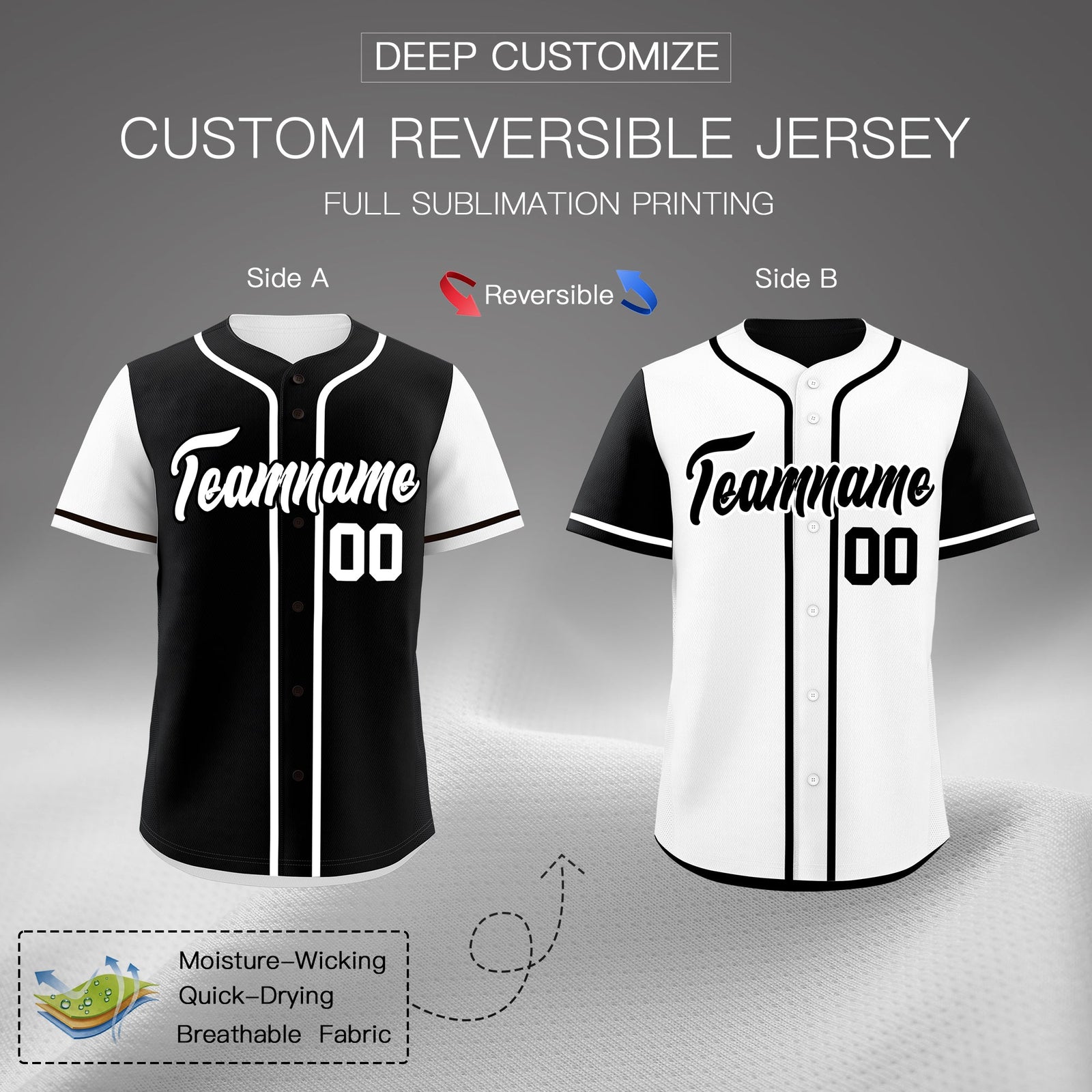 Custom White Black Reversible Raglan Sleeves Baseball Jersey| KXKSHOP