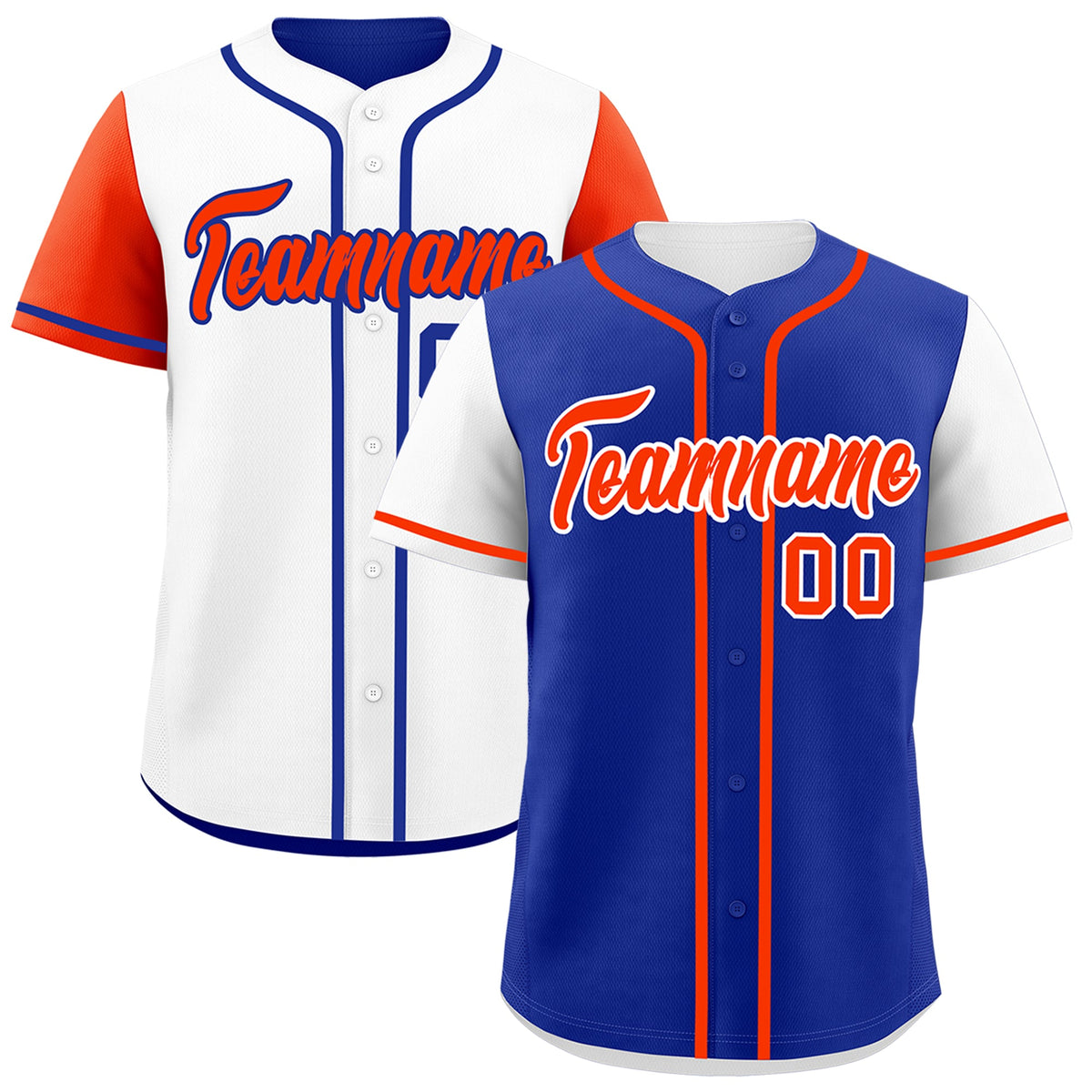 Custom Royal Blue White Orange Reversible Raglan Sleeves Baseball Jersey| KXKSHOP