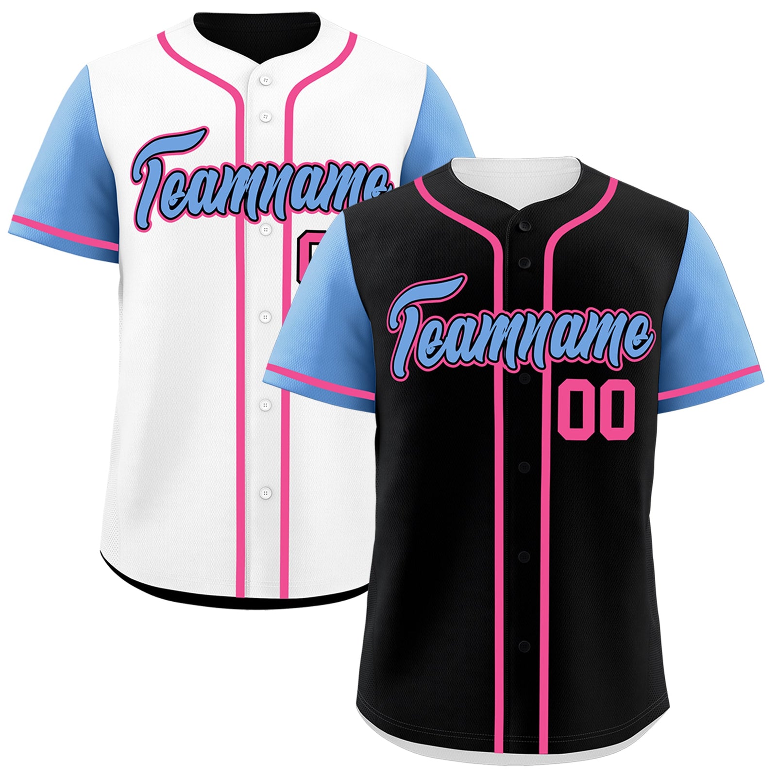 Custom Light Blue Black Yellow Reversible Raglan Sleeves Baseball Jersey| KXKSHOP