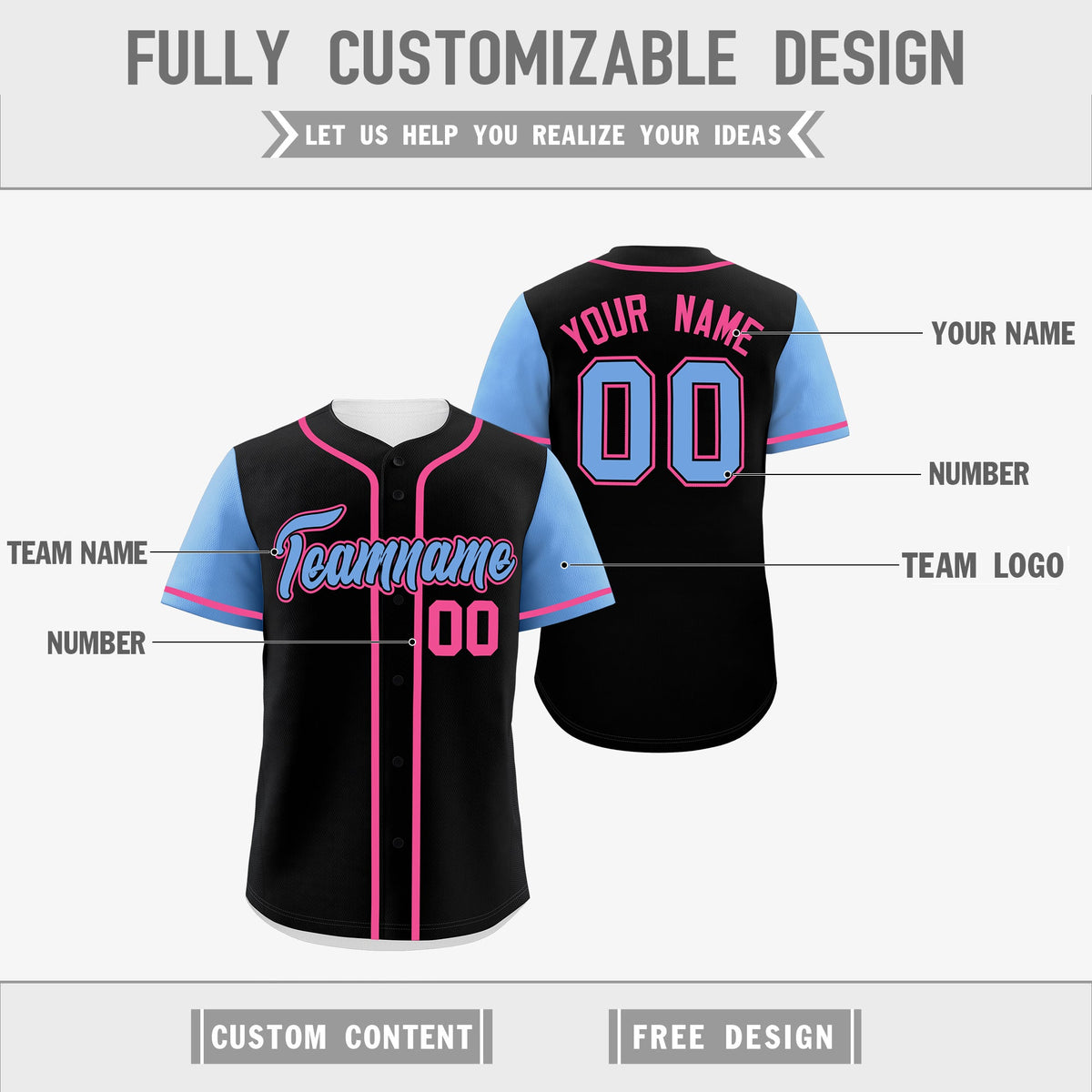 Custom Light Blue Black Yellow Reversible Raglan Sleeves Baseball Jersey| KXKSHOP