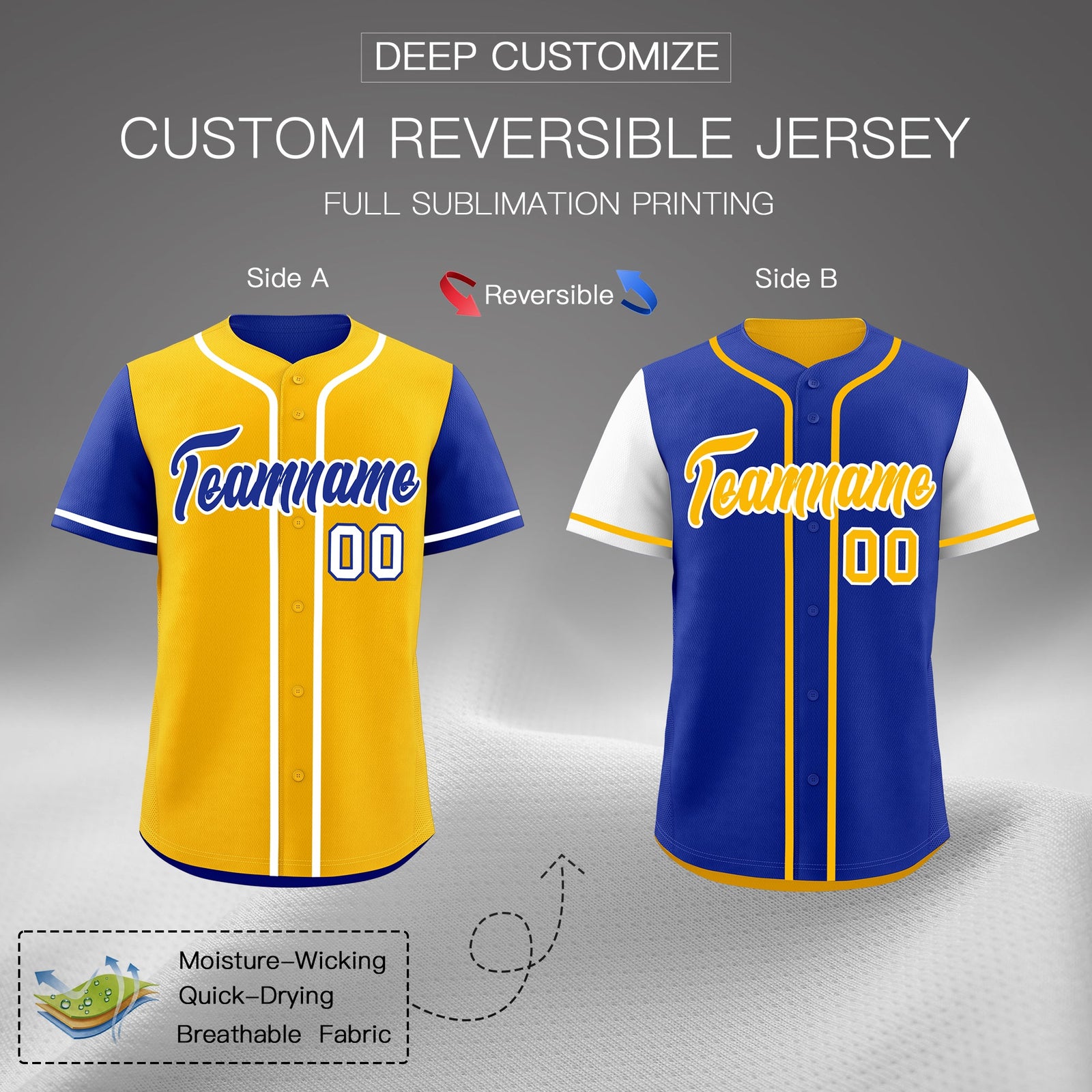 Custom Crimson Navy Yellow Reversible Raglan Sleeves Baseball Jersey| KXKSHOP