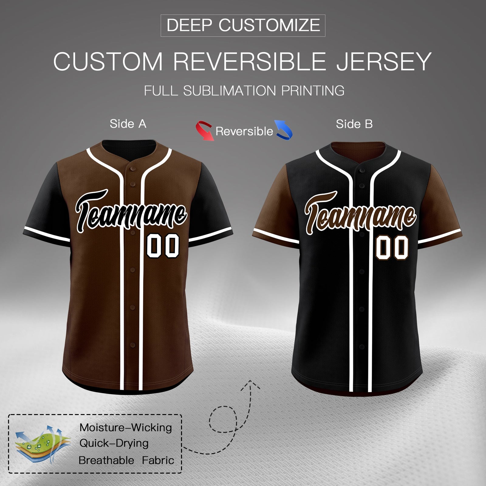 Custom Brown White Yellow Reversible Raglan Sleeves Baseball Jersey| KXKSHOP