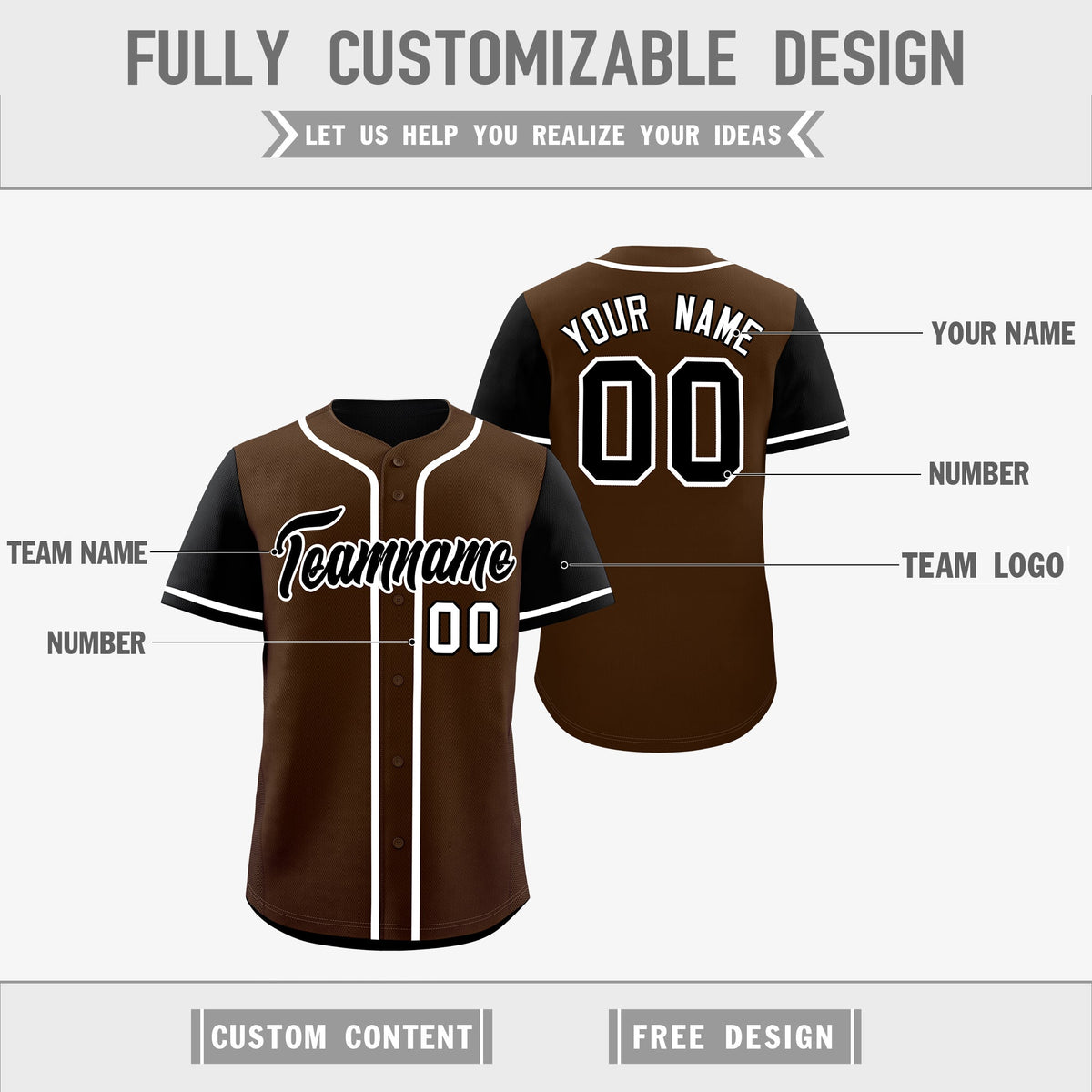 Custom Brown White Yellow Reversible Raglan Sleeves Baseball Jersey| KXKSHOP