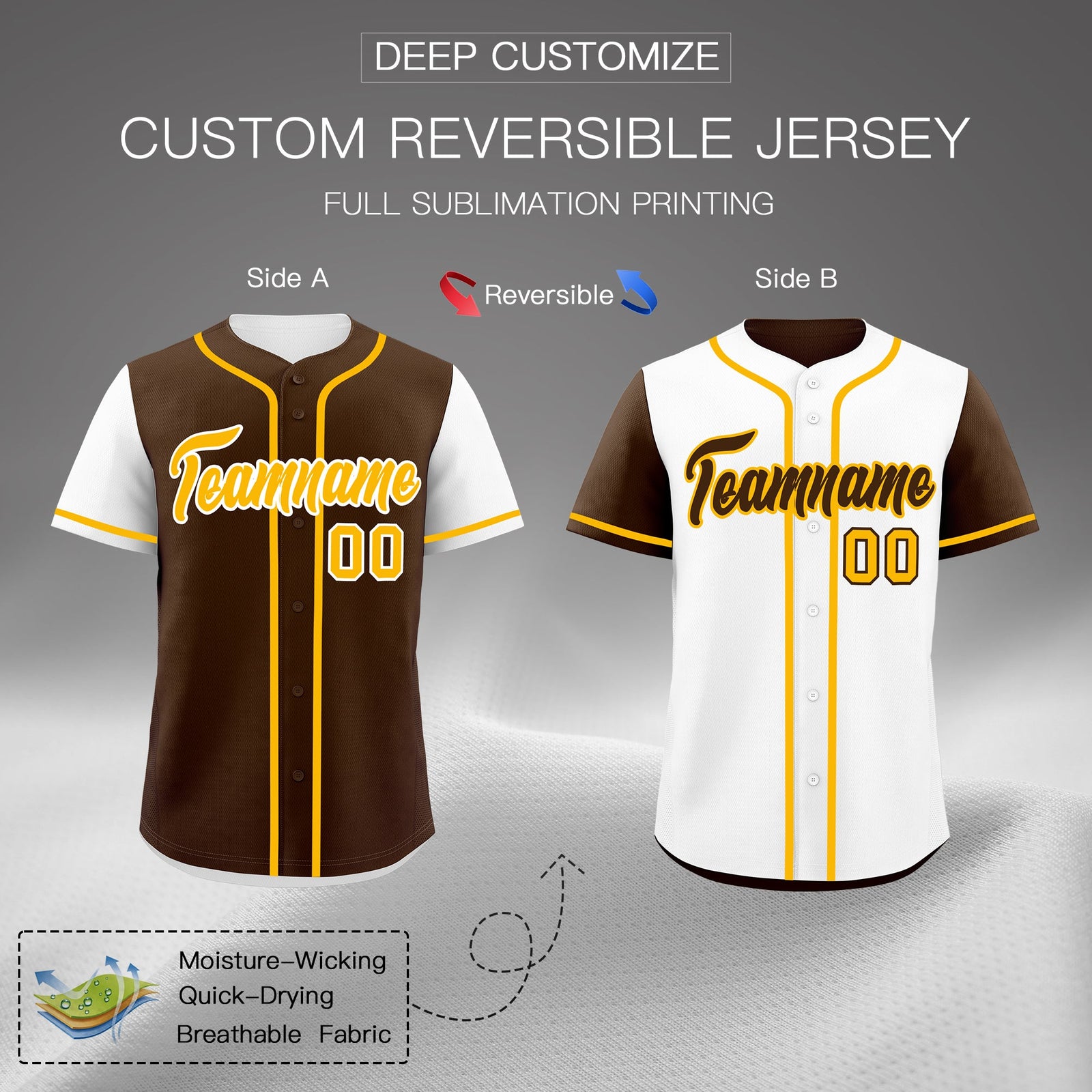 Custom Brown White Orange Reversible Raglan Sleeves Baseball Jersey| KXKSHOP