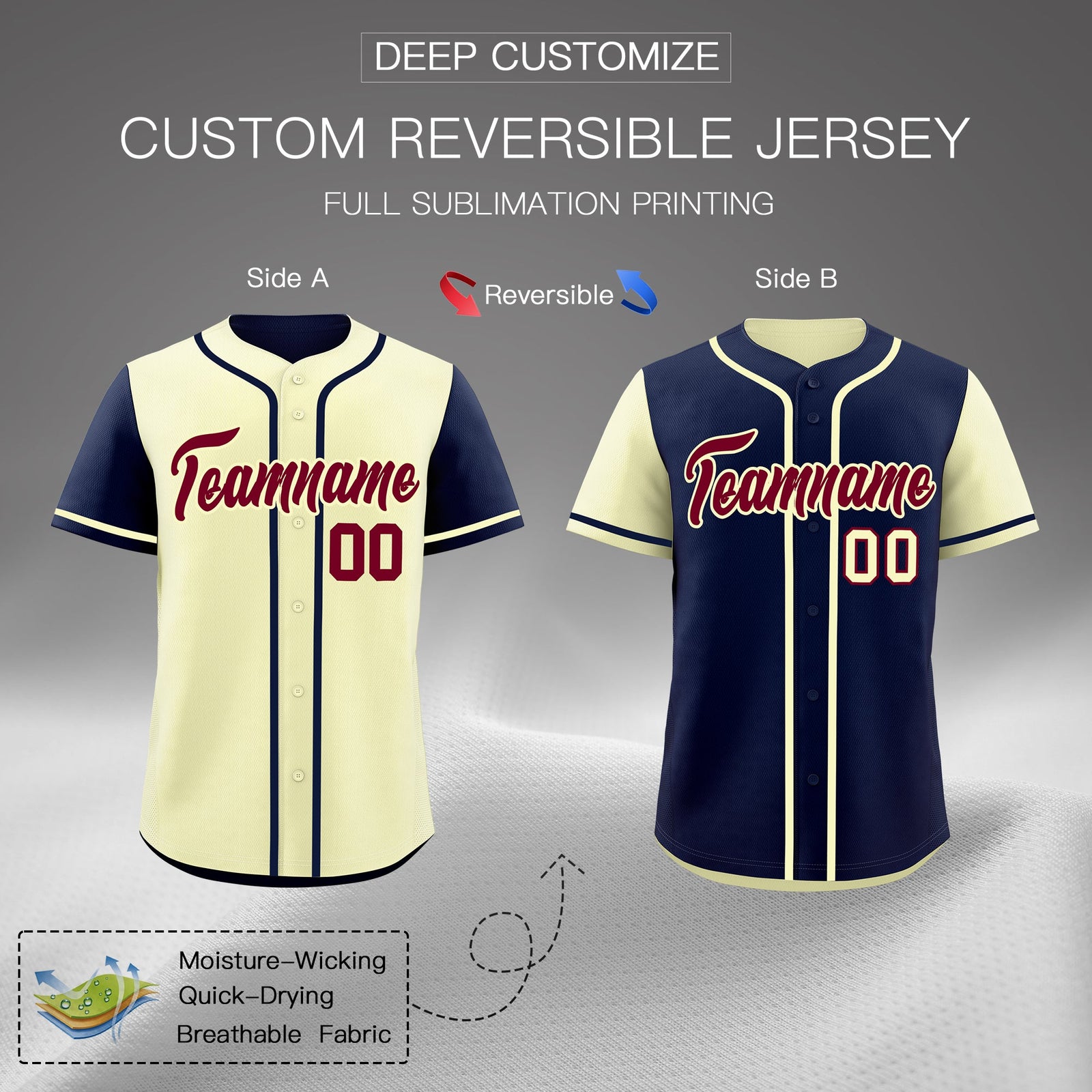 Custom Cream Black Reversible Raglan Sleeves Baseball Jersey| KXKSHOP