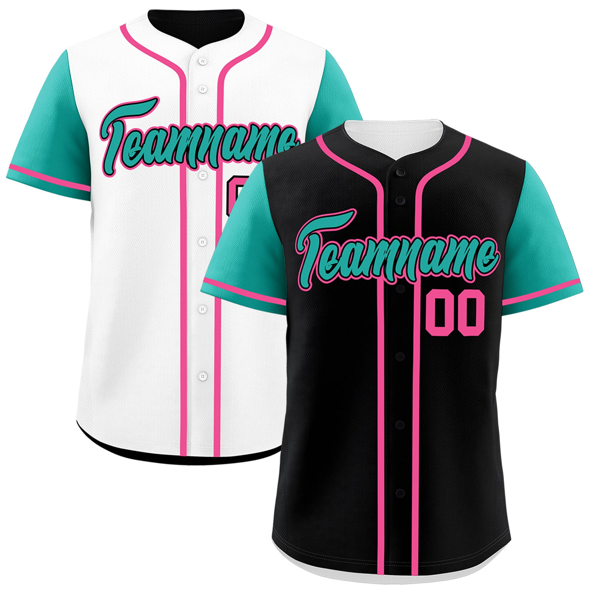 Custom Black White Pink Reversible Raglan Sleeves Baseball Jersey| KXKSHOP