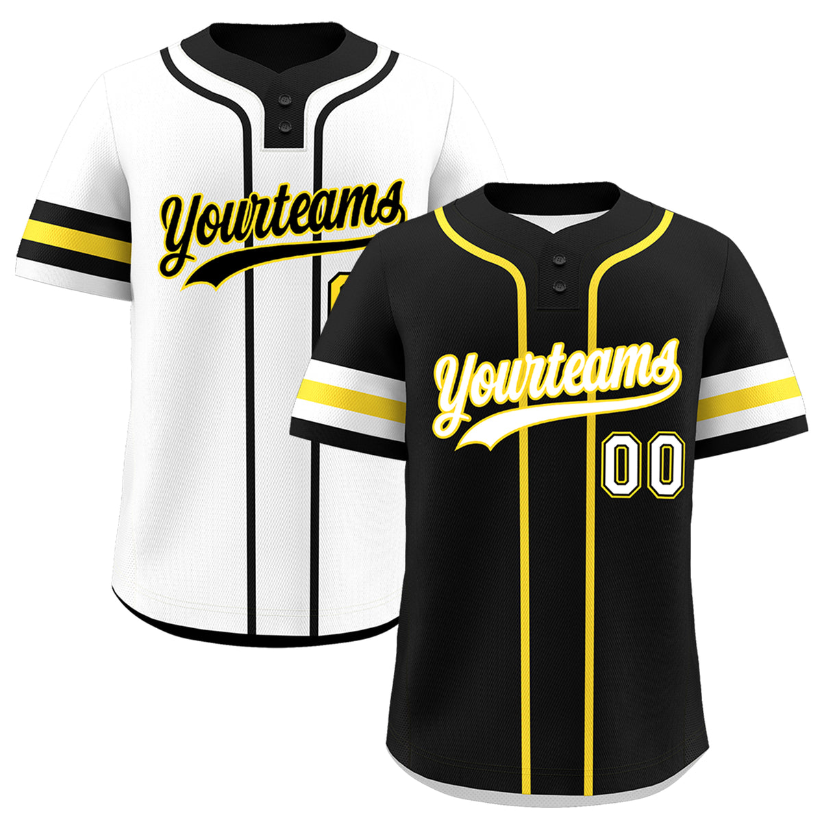 Custom White Gold Black Reversible Classic Style Two-Button Baseball Jersey| KXKSHOP