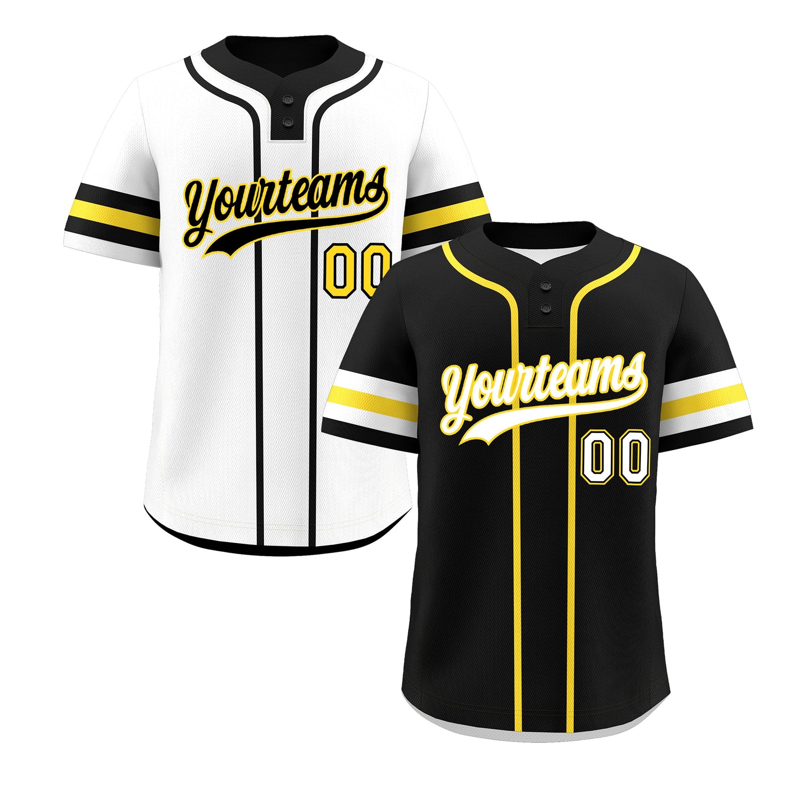 Custom White Gold Black Reversible Classic Style Two-Button Baseball Jersey| KXKSHOP