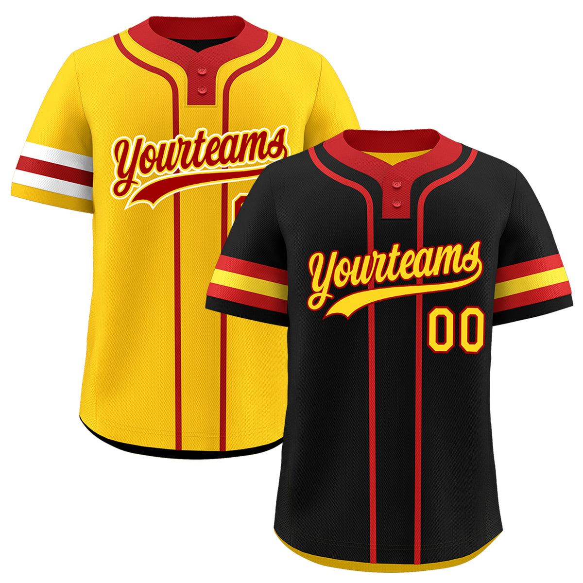 Custom Red Gold White Reversible Classic Style Two-Button Baseball Jersey| KXKSHOP