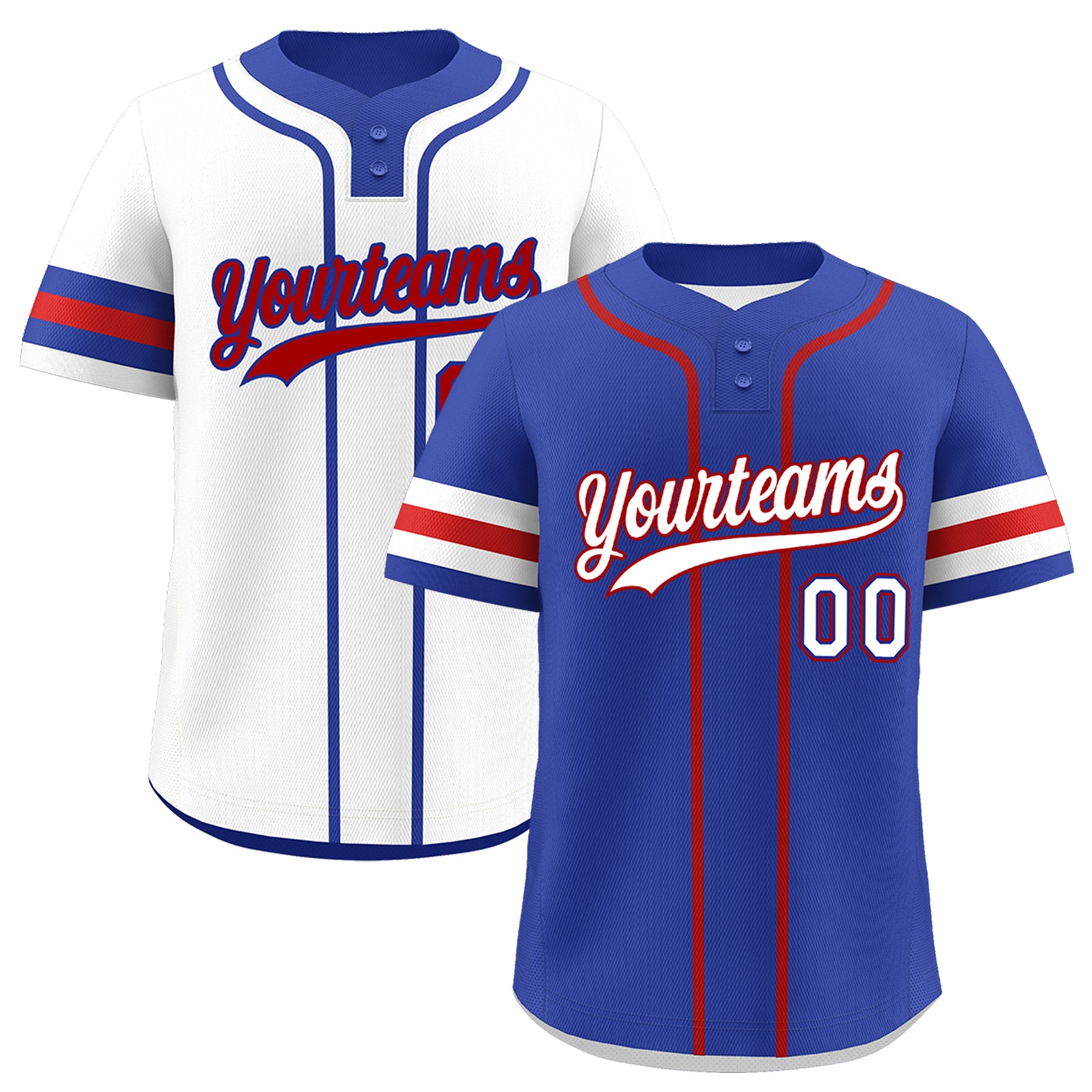 Custom White Red Royal Blue Reversible Classic Style Two-Button Baseball Jersey| KXKSHOP