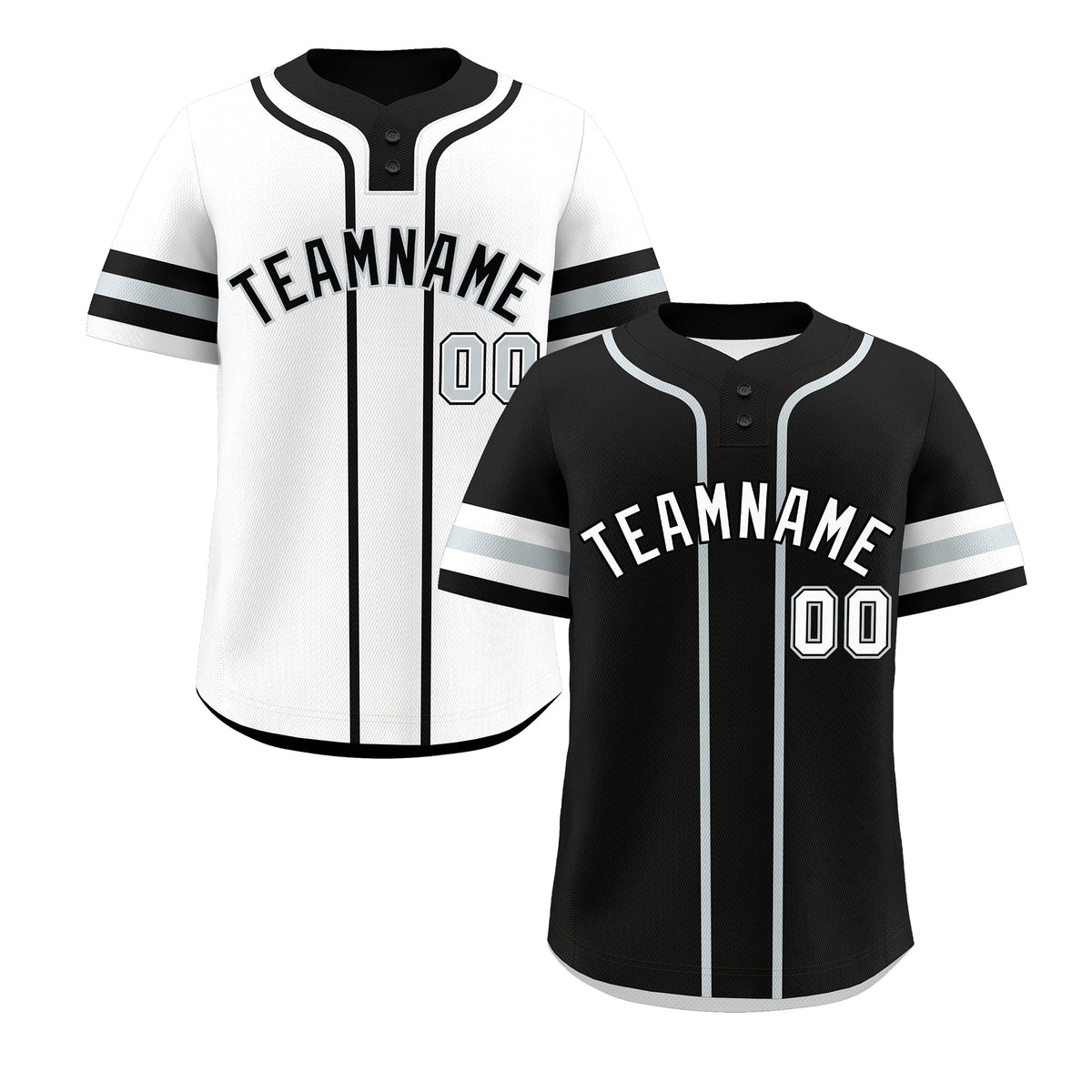 Custom White Silver Black Reversible Classic Style Two-Button Baseball Jersey| KXKSHOP