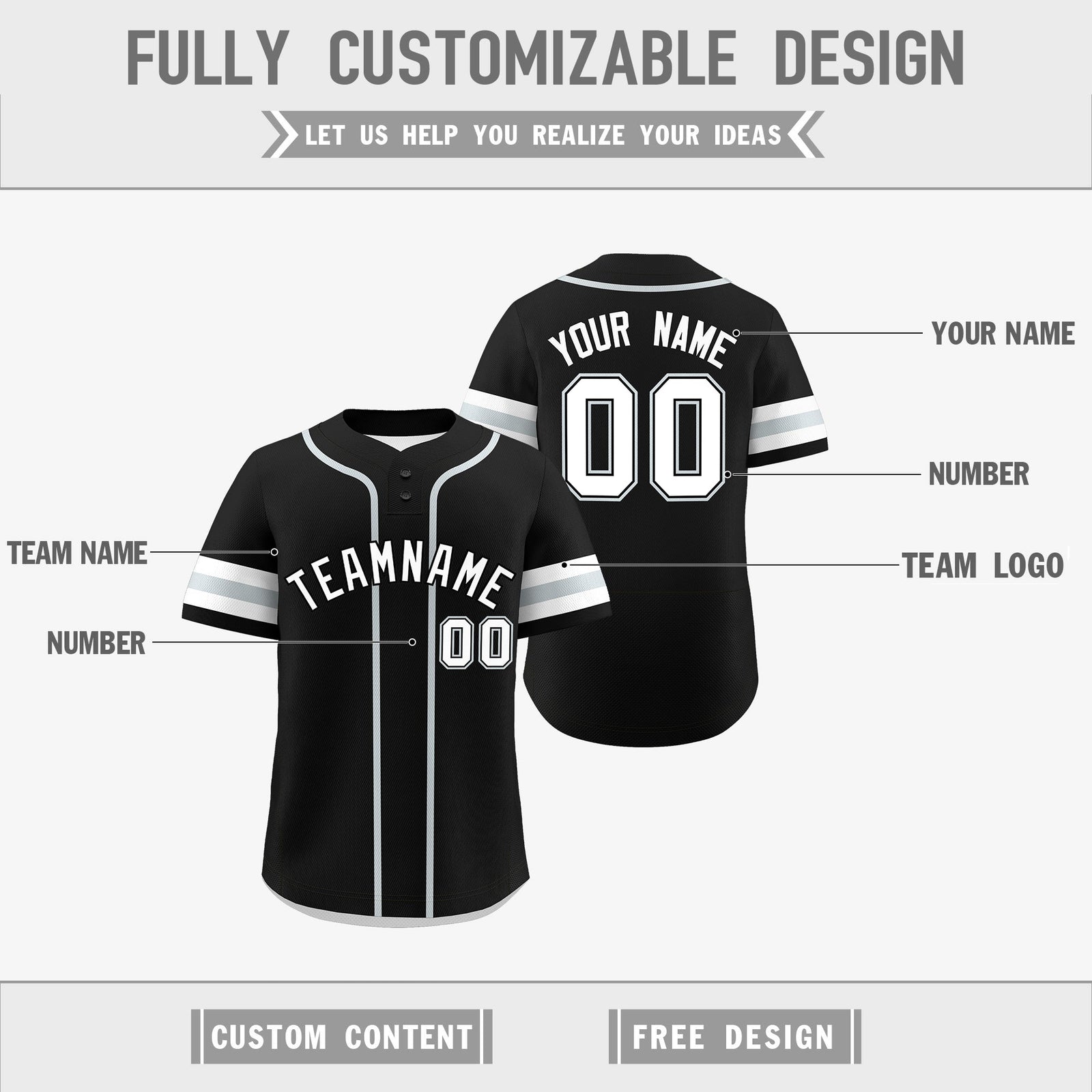 Custom White Silver Black Reversible Classic Style Two-Button Baseball Jersey| KXKSHOP