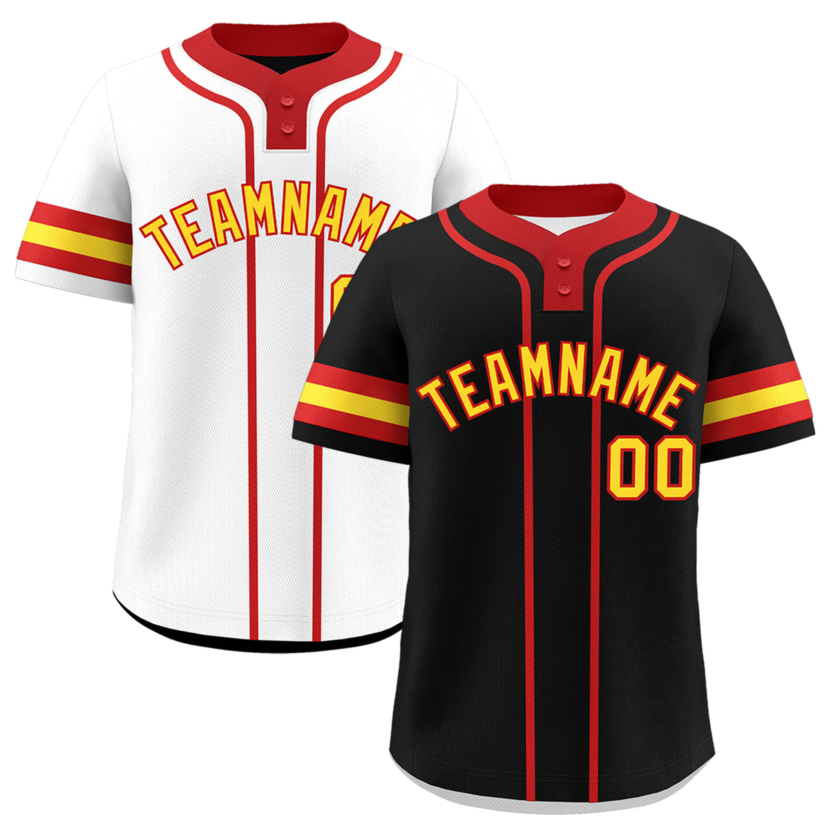 Custom Red Gold Reversible Classic Style Two-Button Baseball Jersey| KXKSHOP