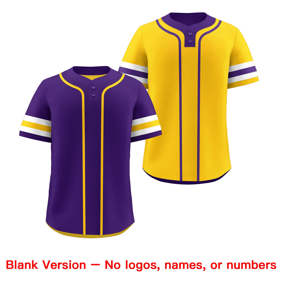Custom White Gold Purple Reversible Classic Style Two-Button Baseball Jersey| KXKSHOP
