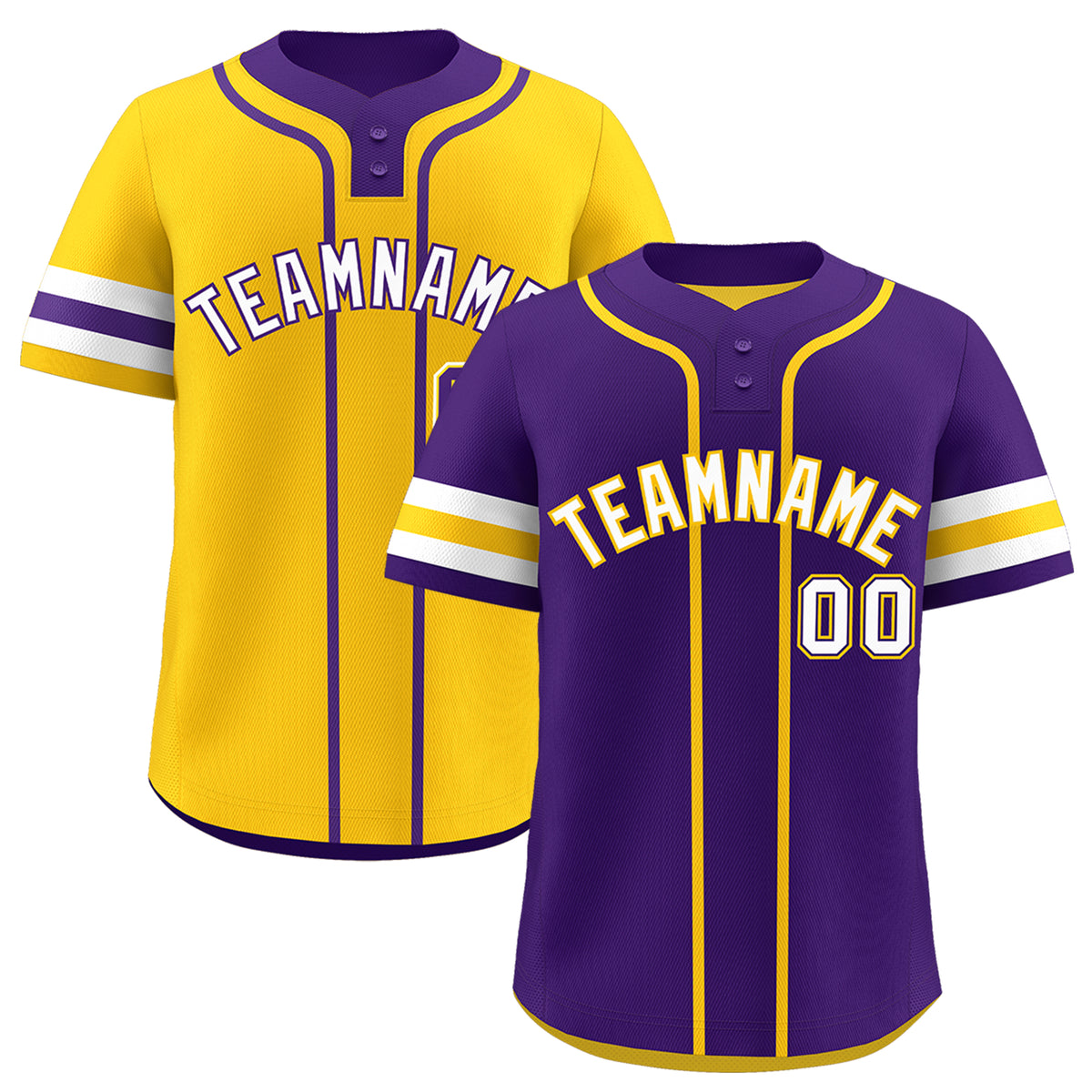 Custom White Gold Purple Reversible Classic Style Two-Button Baseball Jersey| KXKSHOP