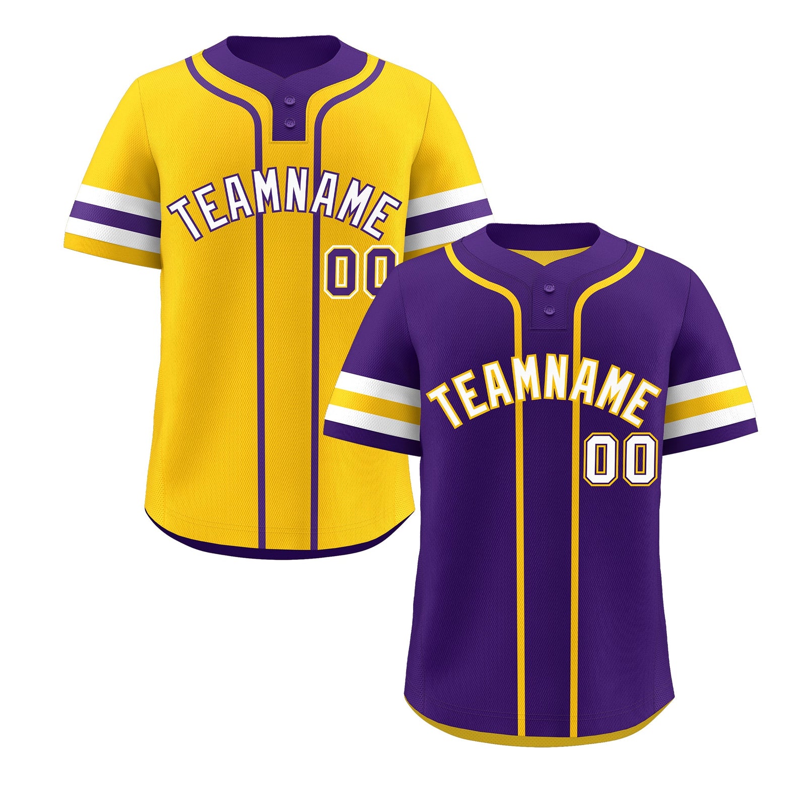 Custom White Gold Purple Reversible Classic Style Two-Button Baseball Jersey| KXKSHOP