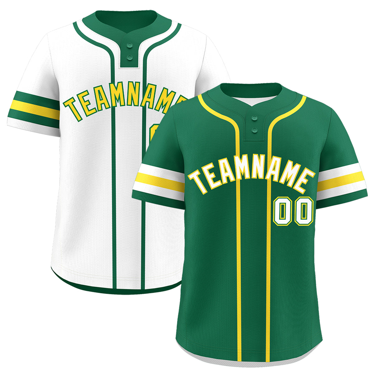 Custom White Gold Kelly Green Reversible Classic Style Two-Button Baseball Jersey| KXKSHOP