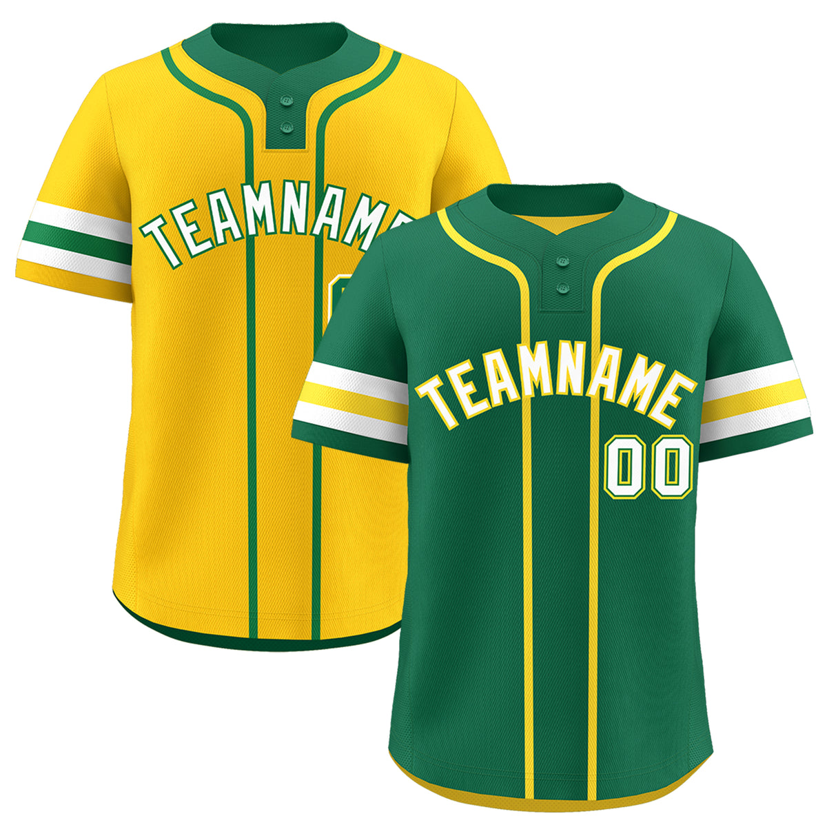 Custom White Gold Kelly Green Reversible Classic Style Two-Button Baseball Jersey| KXKSHOP
