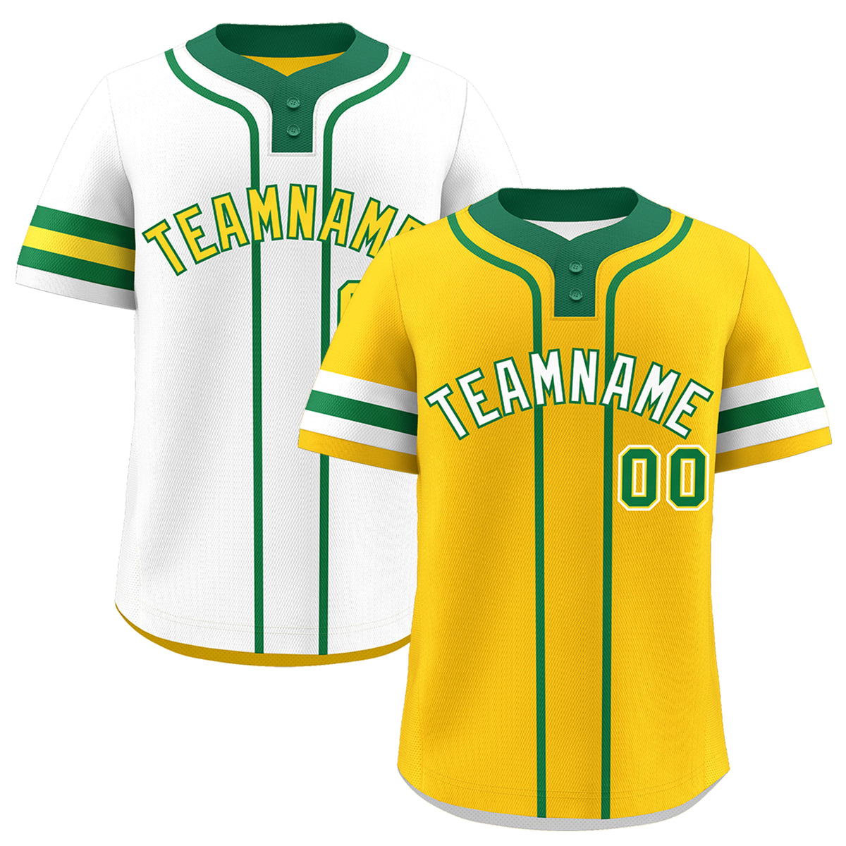 Custom White Kelly Green Gold Reversible Classic Style Two-Button Baseball Jersey| KXKSHOP