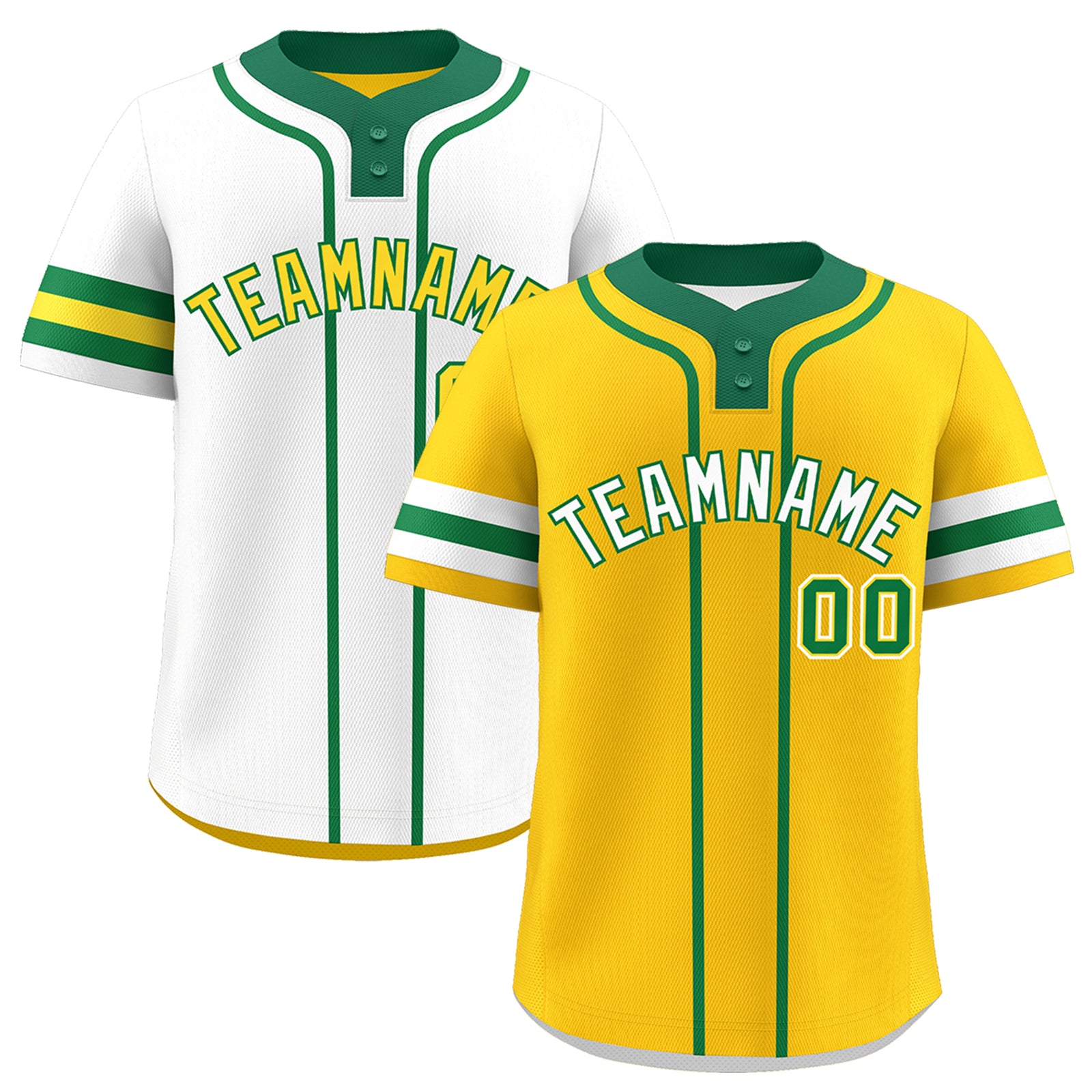 Custom White Kelly Green Gold Reversible Classic Style Two-Button Baseball Jersey| KXKSHOP