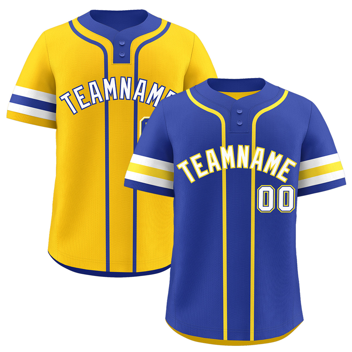 Custom White Gold Royal Blue Reversible Classic Style Two-Button Baseball Jersey| KXKSHOP