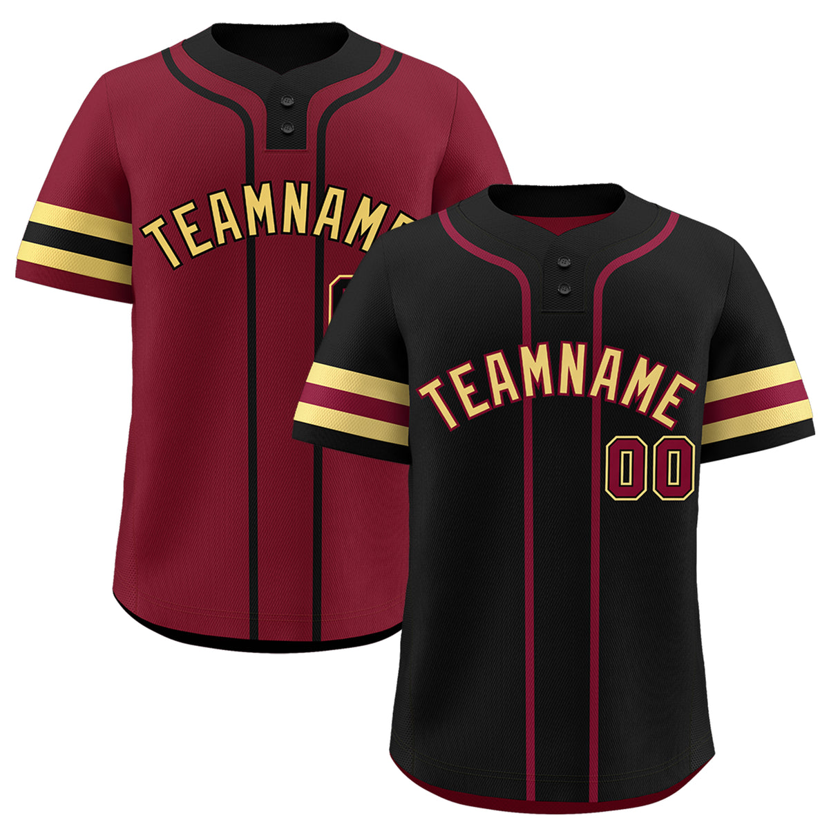 Custom Khaki Crimson Black Reversible Classic Style Two-Button Baseball Jersey| KXKSHOP