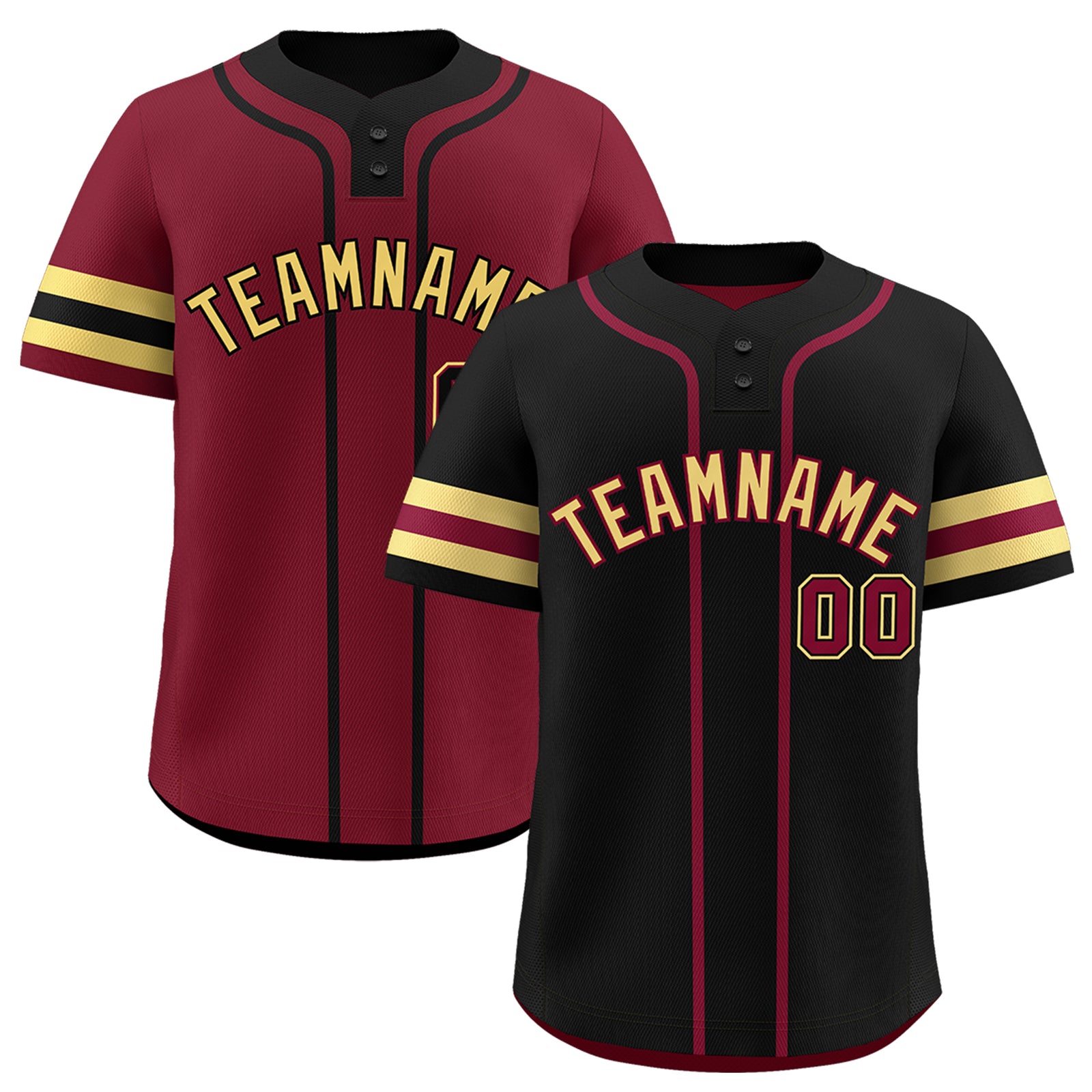 Custom Khaki Crimson Black Reversible Classic Style Two-Button Baseball Jersey| KXKSHOP