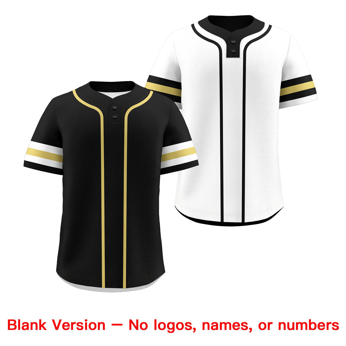 Custom White Old Gold Black Reversible Classic Style Two-Button Baseball Jersey| KXKSHOP