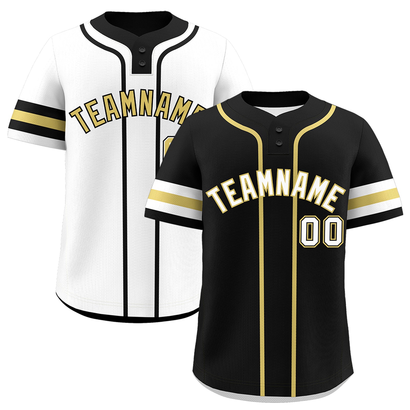 Custom White Old Gold Black Reversible Classic Style Two-Button Baseball Jersey| KXKSHOP