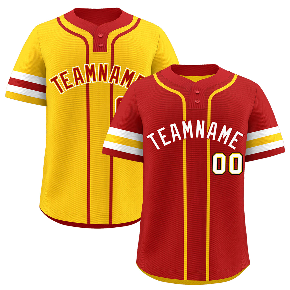 Custom White Gold Red Reversible Classic Style Two-Button Baseball Jersey| KXKSHOP
