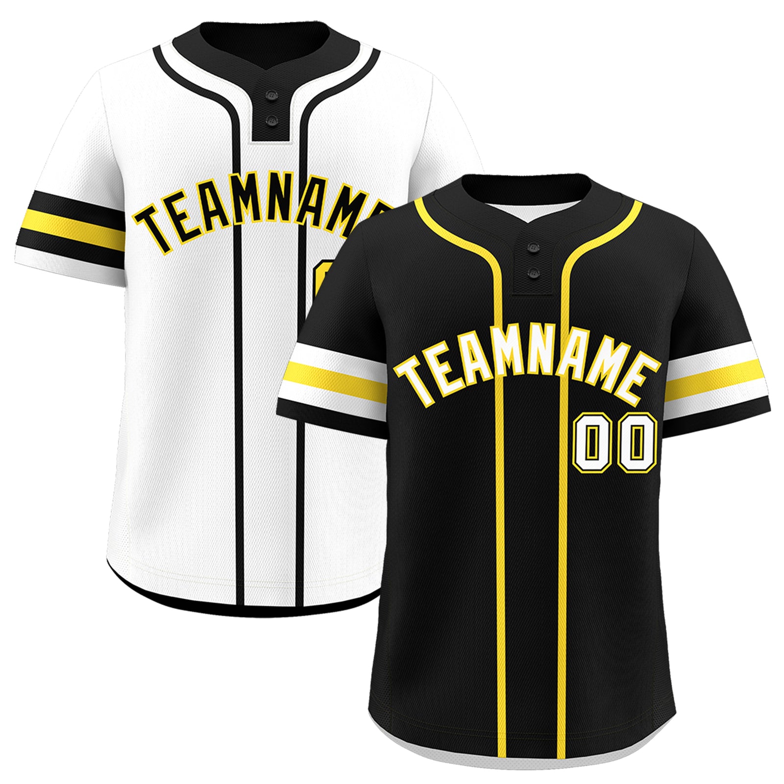 Custom White Gold Black Reversible Classic Style Two-Button Baseball Jersey| KXKSHOP