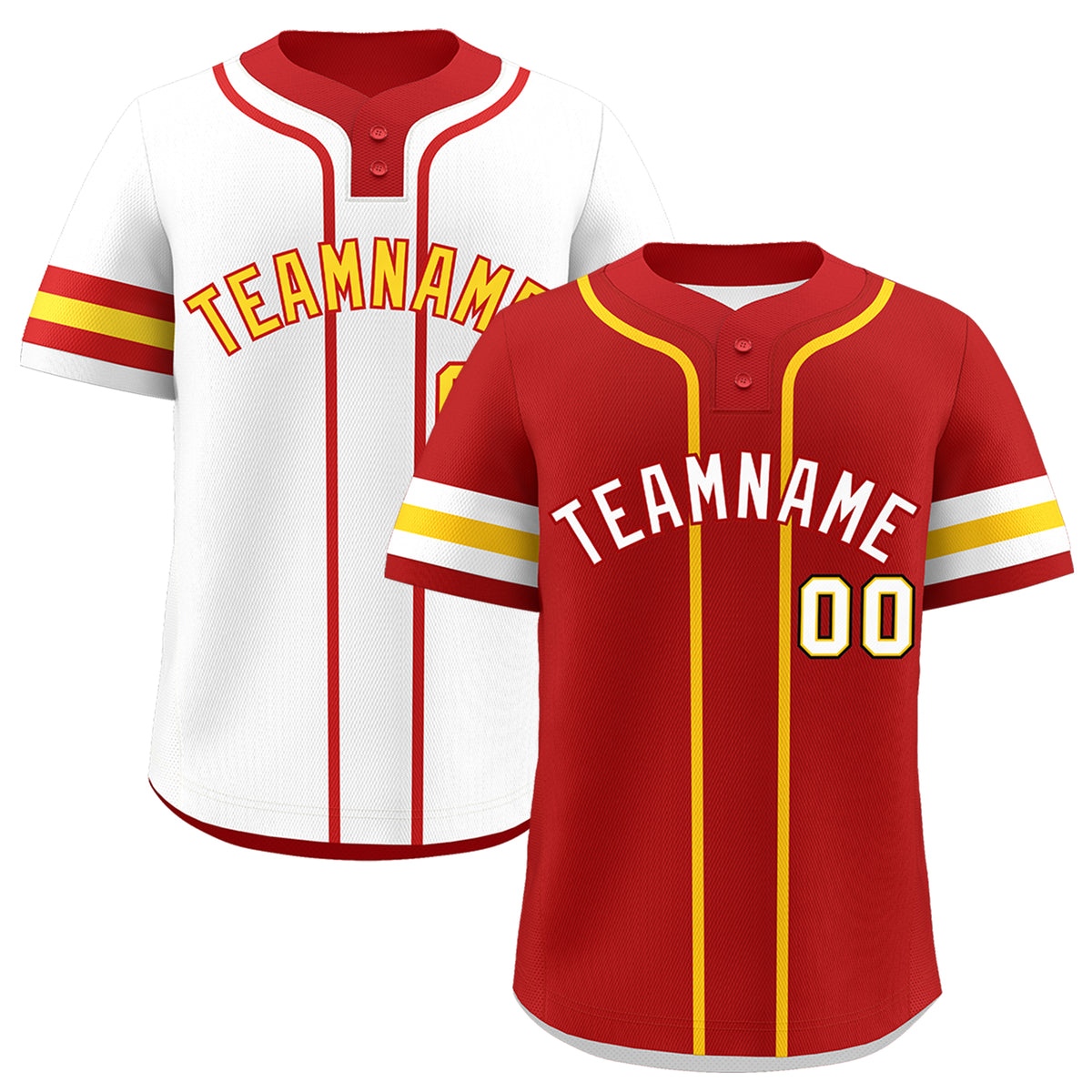 Custom White Gold Red Reversible Classic Style Two-Button Baseball Jersey| KXKSHOP