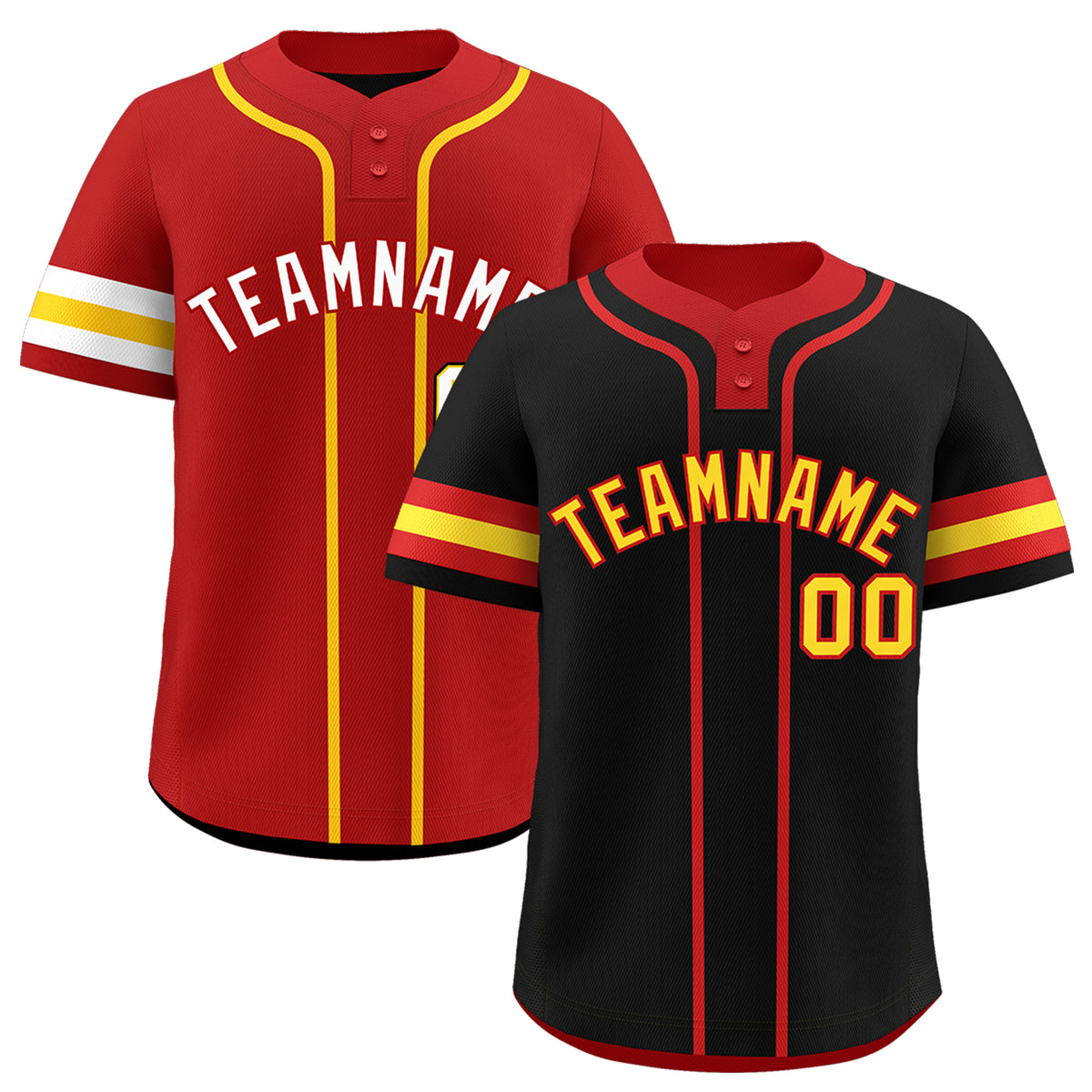 Custom Red Gold White Reversible Classic Style Two-Button Baseball Jersey| KXKSHOP