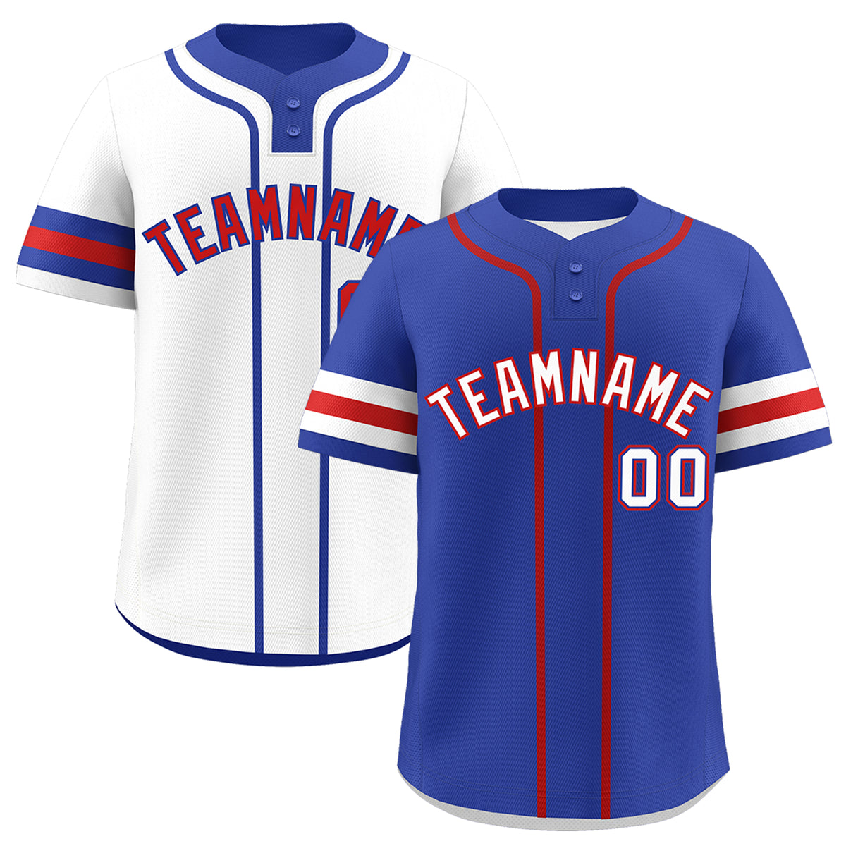 Custom White Red Royal Blue Reversible Classic Style Two-Button Baseball Jersey| KXKSHOP