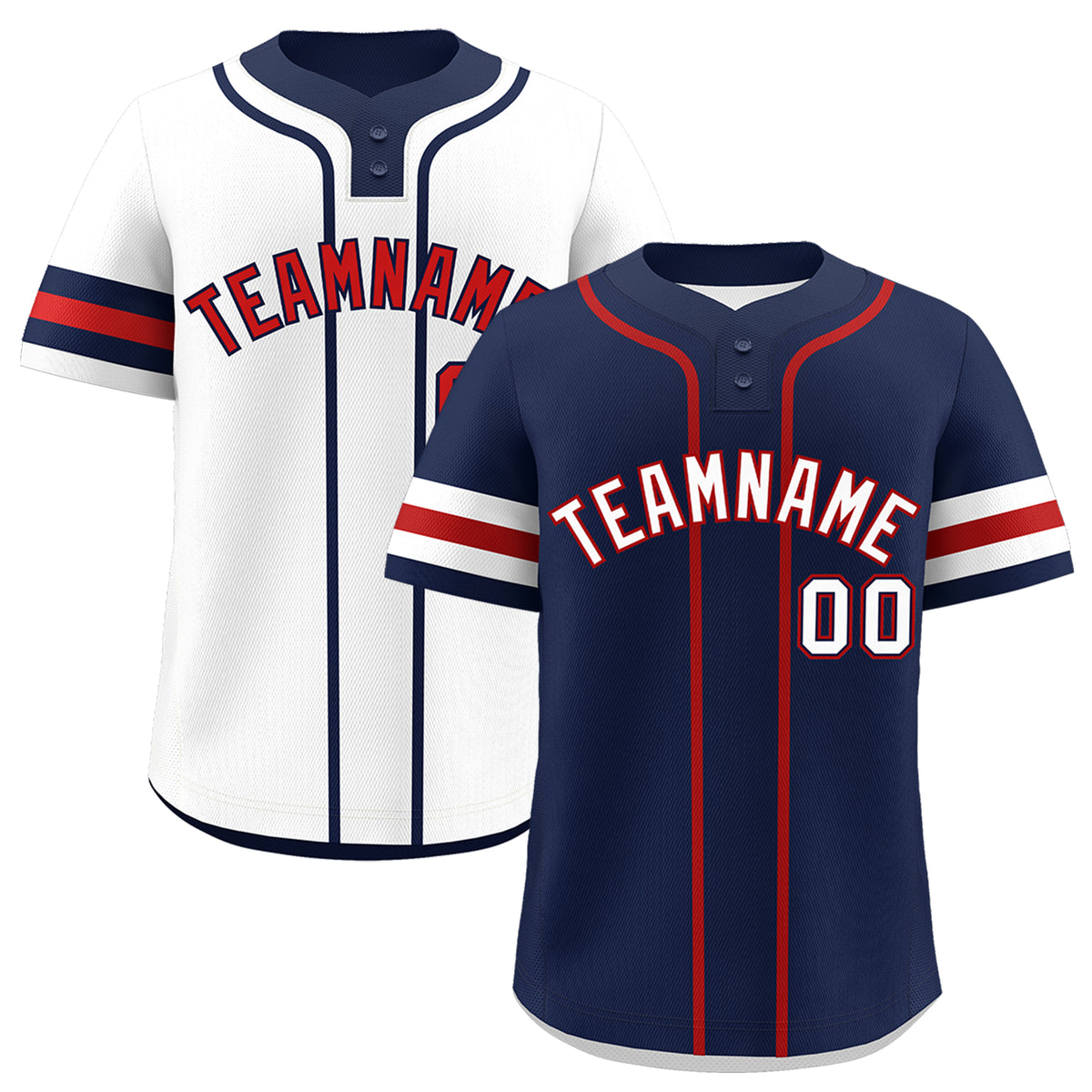 Custom White Red Navy Reversible Classic Style Two-Button Baseball Jersey| KXKSHOP