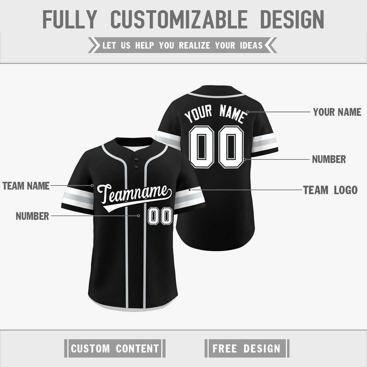 Custom White Silver Black Reversible Classic Style Two-Button Baseball Jersey| KXKSHOP