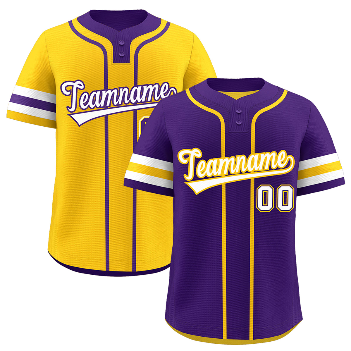 Custom White Gold Purple Reversible Classic Style Two-Button Baseball Jersey| KXKSHOP