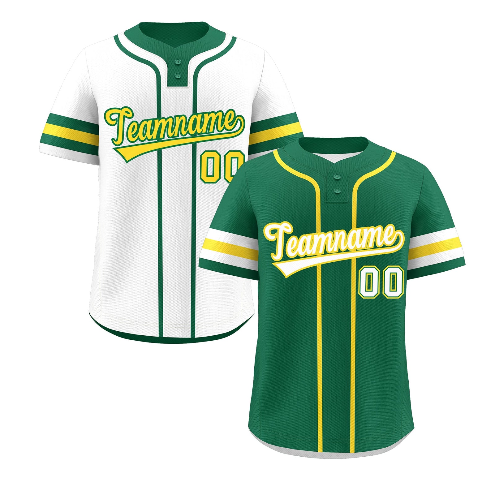 Custom White Gold Kelly Green Reversible Classic Style Two-Button Baseball Jersey| KXKSHOP