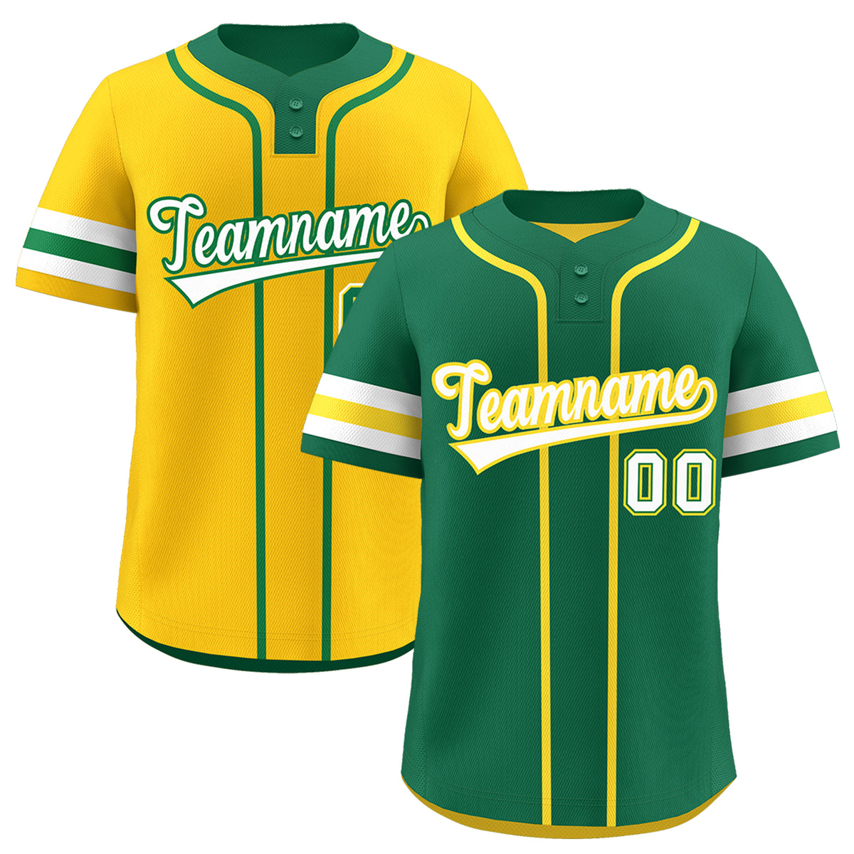 Custom White Gold Kelly Green Reversible Classic Style Two-Button Baseball Jersey| KXKSHOP
