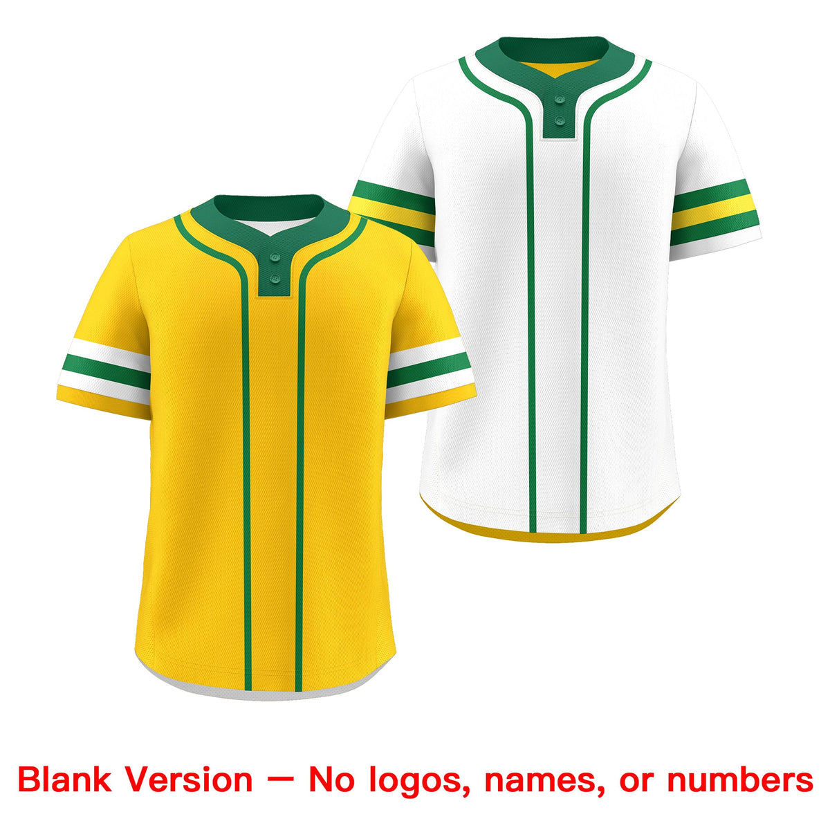 Custom White Kelly Green Gold Reversible Classic Style Two-Button Baseball Jersey| KXKSHOP