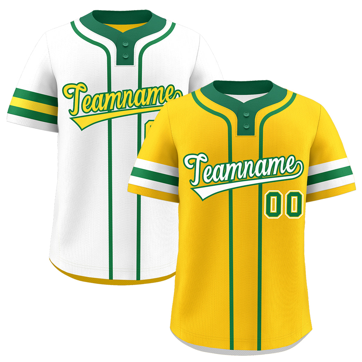 Custom White Kelly Green Gold Reversible Classic Style Two-Button Baseball Jersey| KXKSHOP