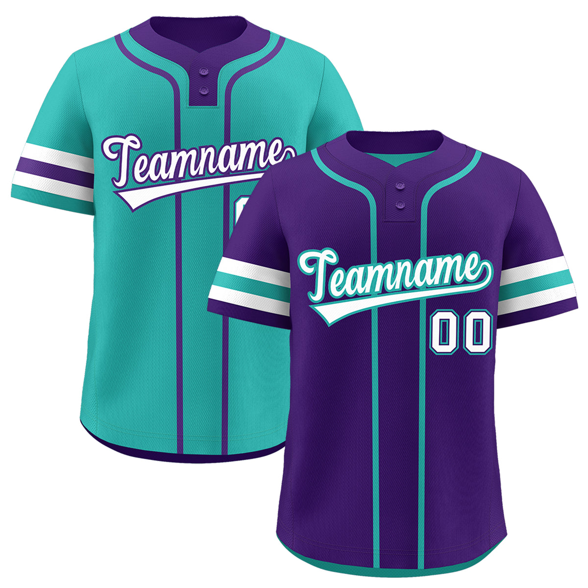 Custom White Aqua Purple Reversible Classic Style Two-Button Baseball Jersey| KXKSHOP