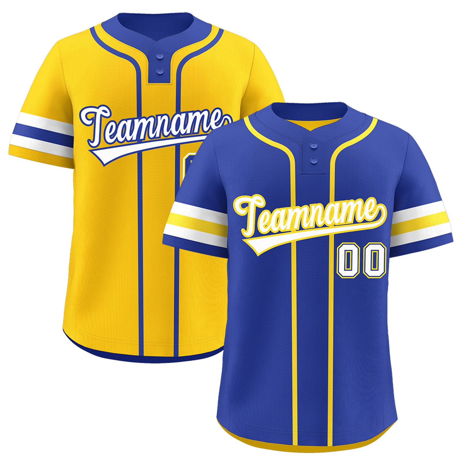 Custom White Gold Royal Blue Reversible Classic Style Two-Button Baseball Jersey| KXKSHOP