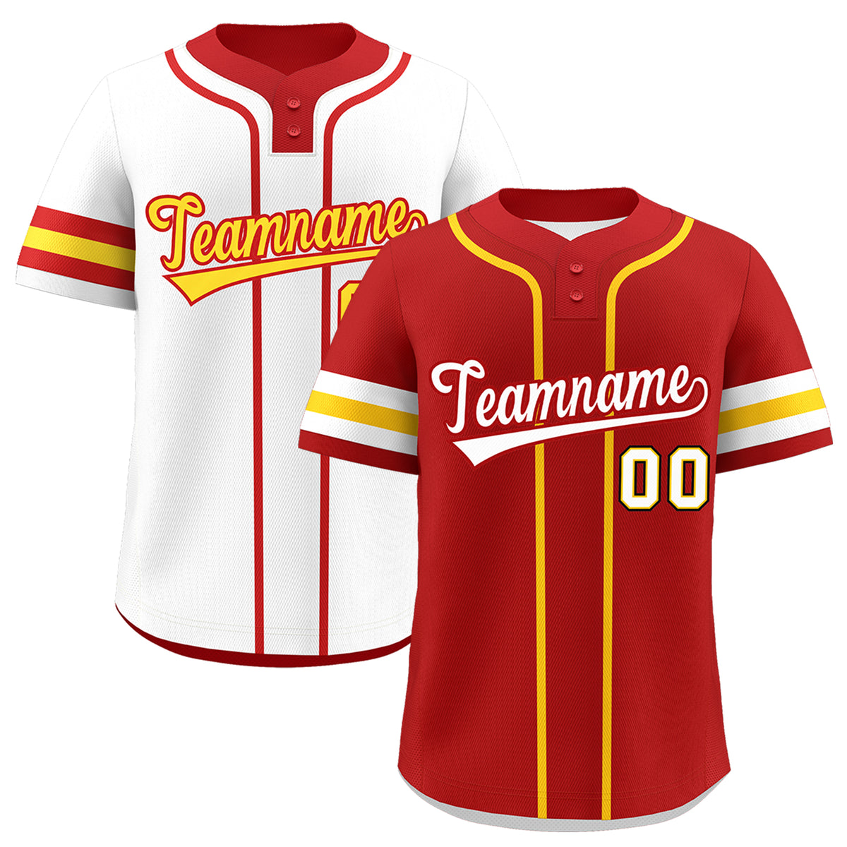 Custom White Gold Red Reversible Classic Style Two-Button Baseball Jersey| KXKSHOP