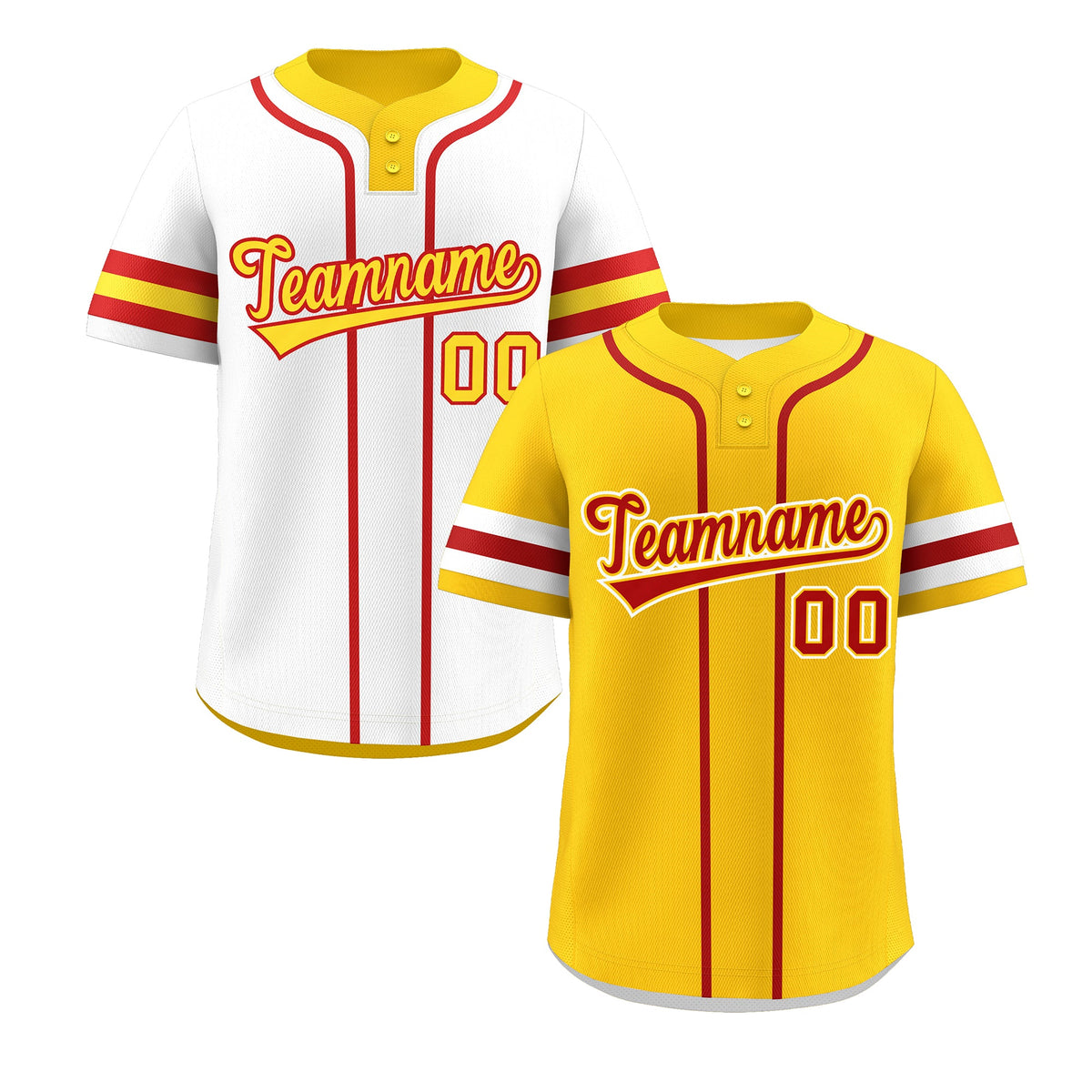 Custom White Red Gold Reversible Classic Style Two-Button Baseball Jersey| KXKSHOP