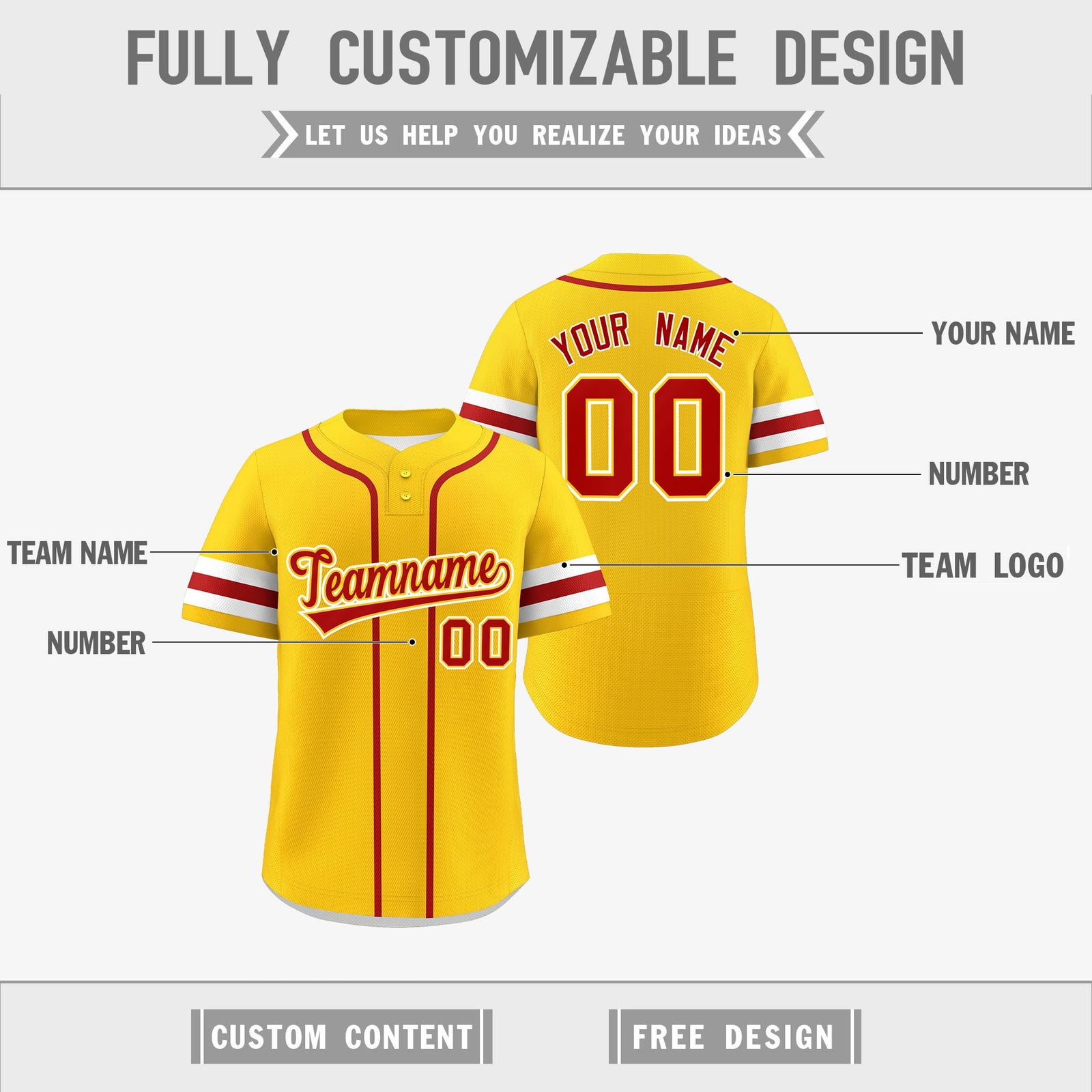 Custom White Red Gold Reversible Classic Style Two-Button Baseball Jersey| KXKSHOP