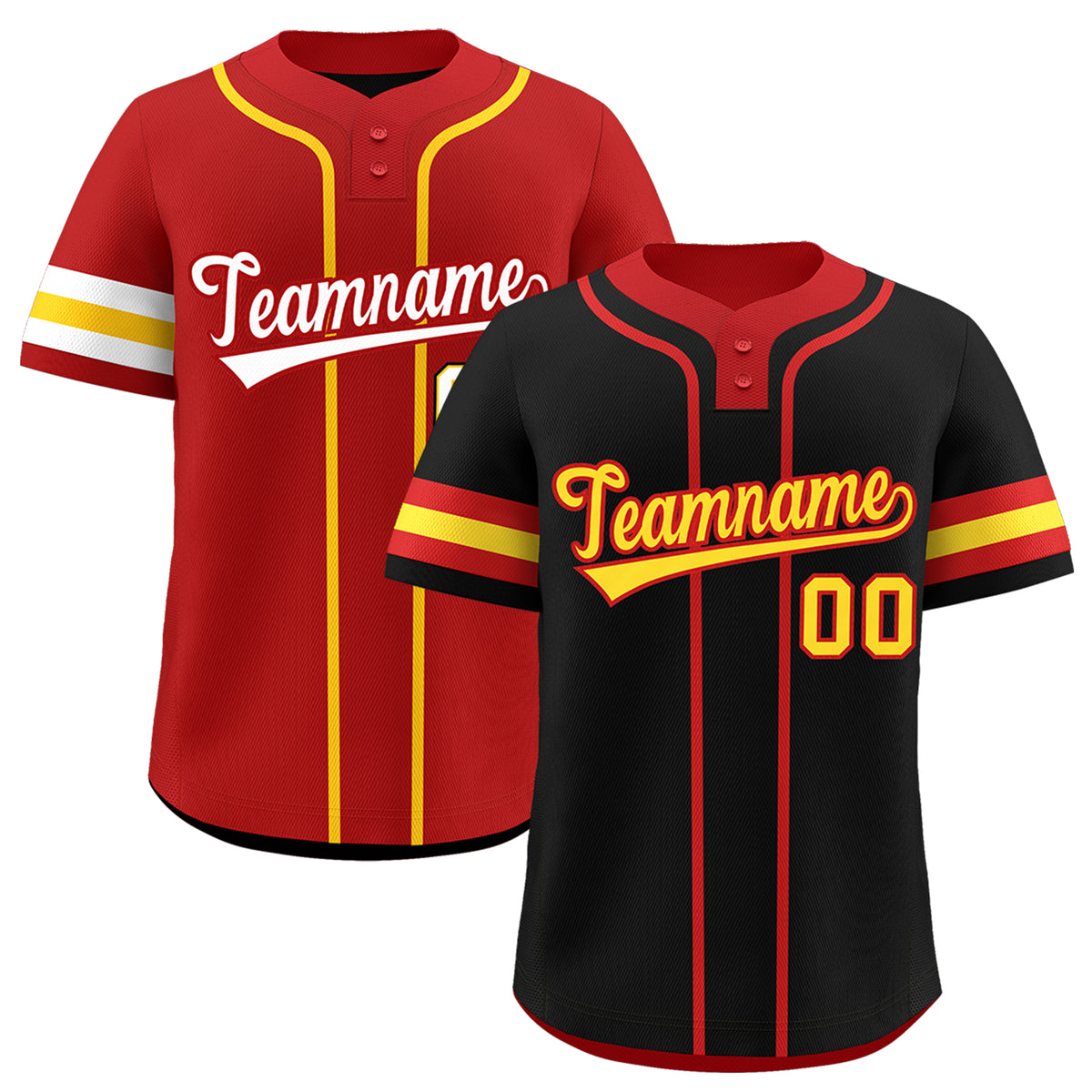 Custom Red Gold White Reversible Classic Style Two-Button Baseball Jersey| KXKSHOP