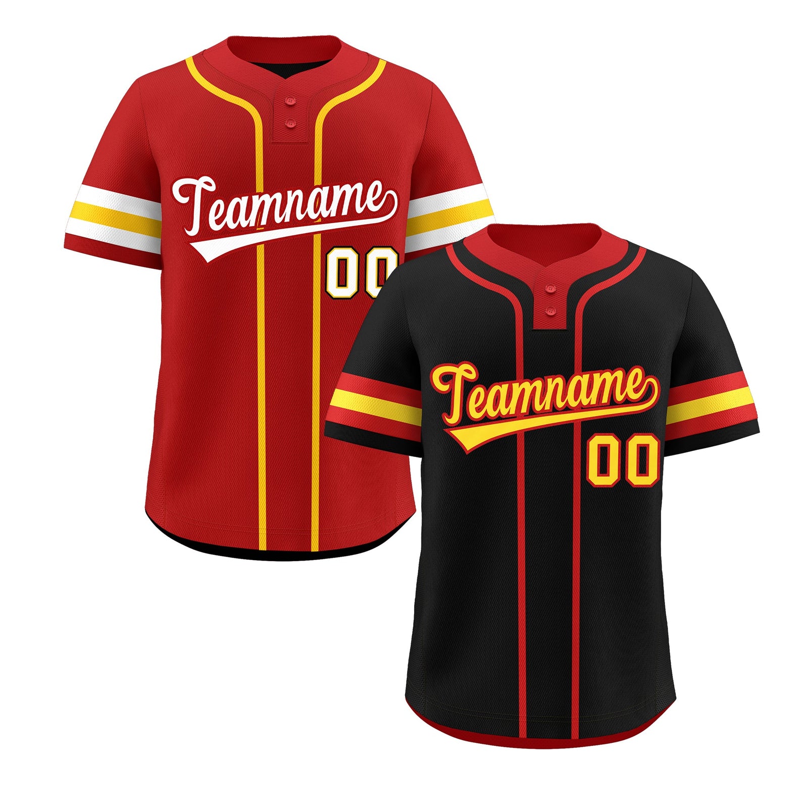 Custom Red Gold White Reversible Classic Style Two-Button Baseball Jersey| KXKSHOP