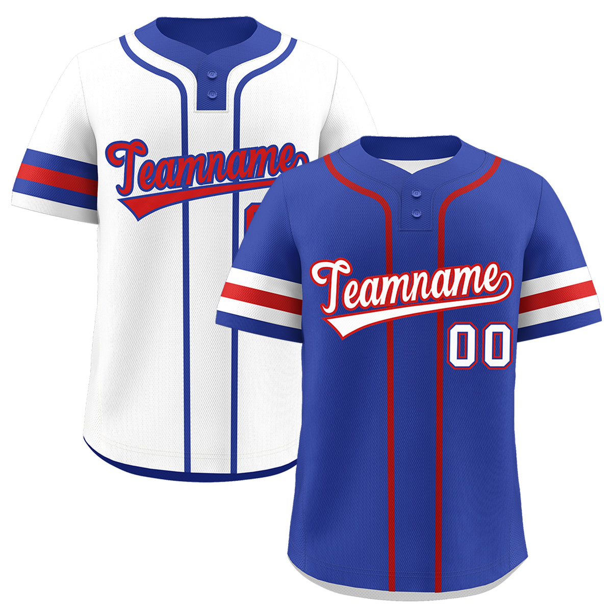 Custom White Red Royal Blue Reversible Classic Style Two-Button Baseball Jersey| KXKSHOP